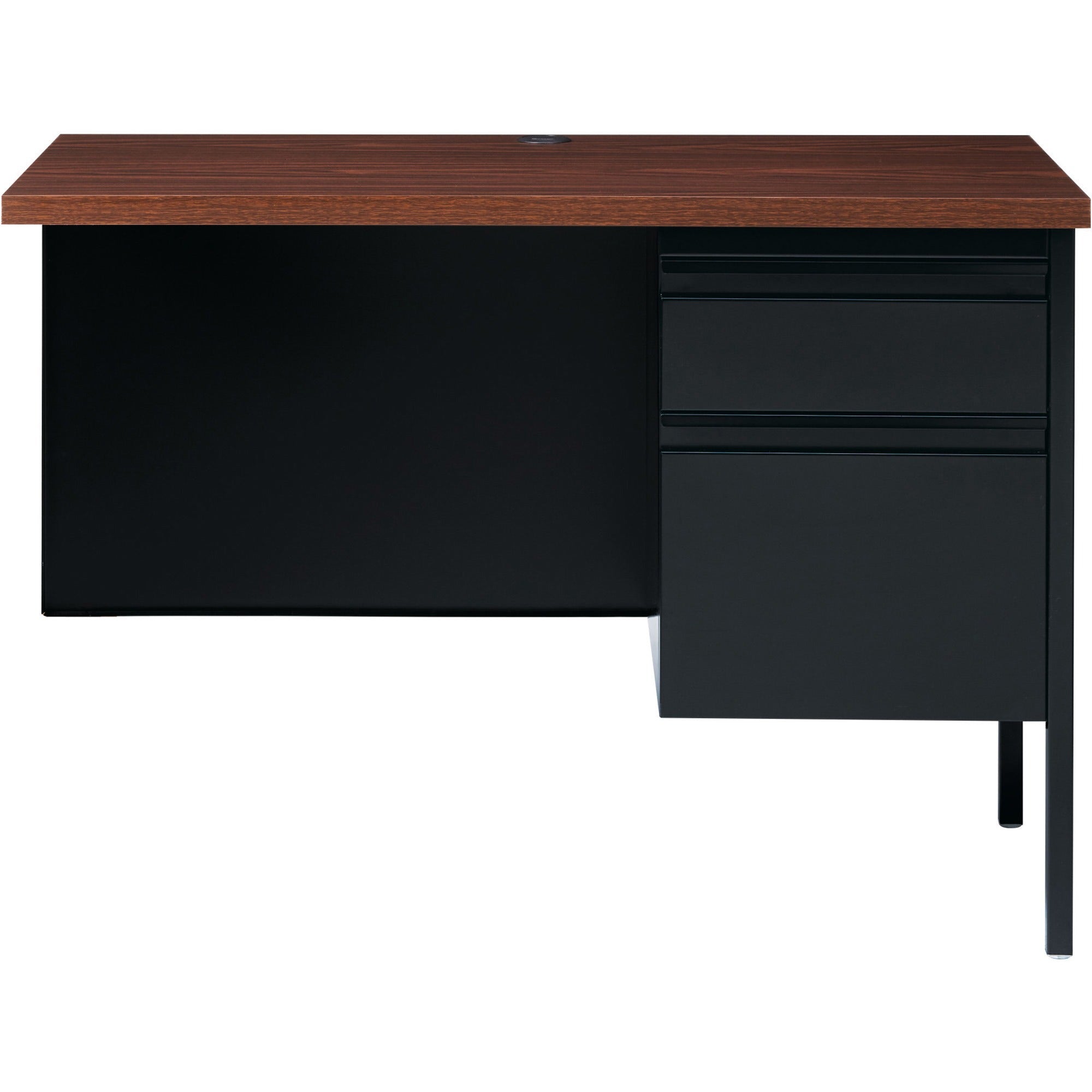 lorell-fortress-series-right-pedestal-return-for-table-toprectangle-top-x-42-table-top-width-x-24-table-top-depth-x-112-table-top-thickness-2950-height-assembly-required-black-walnut-oak-laminate-steel-1-each_llr60921 - 2
