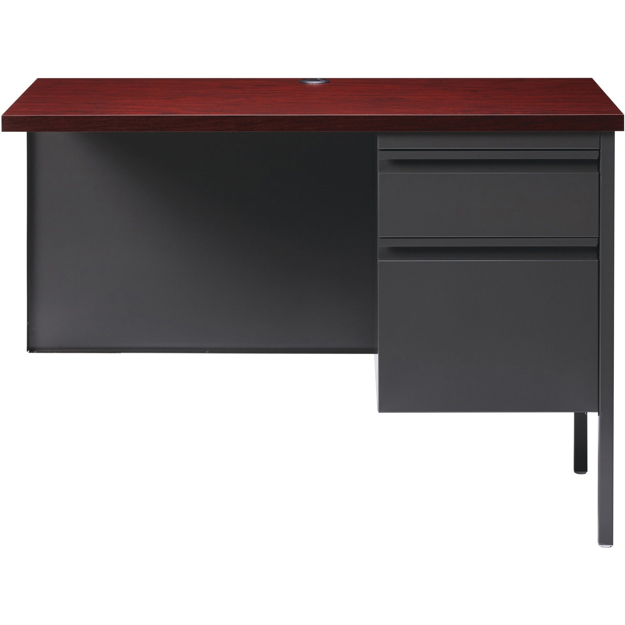 lorell-fortress-series-right-pedestal-return-for-table-toprectangle-top-x-42-table-top-width-x-24-table-top-depth-x-112-table-top-thickness-2950-height-assembly-required-laminated-mahogany-steel-1-each_llr60922 - 2