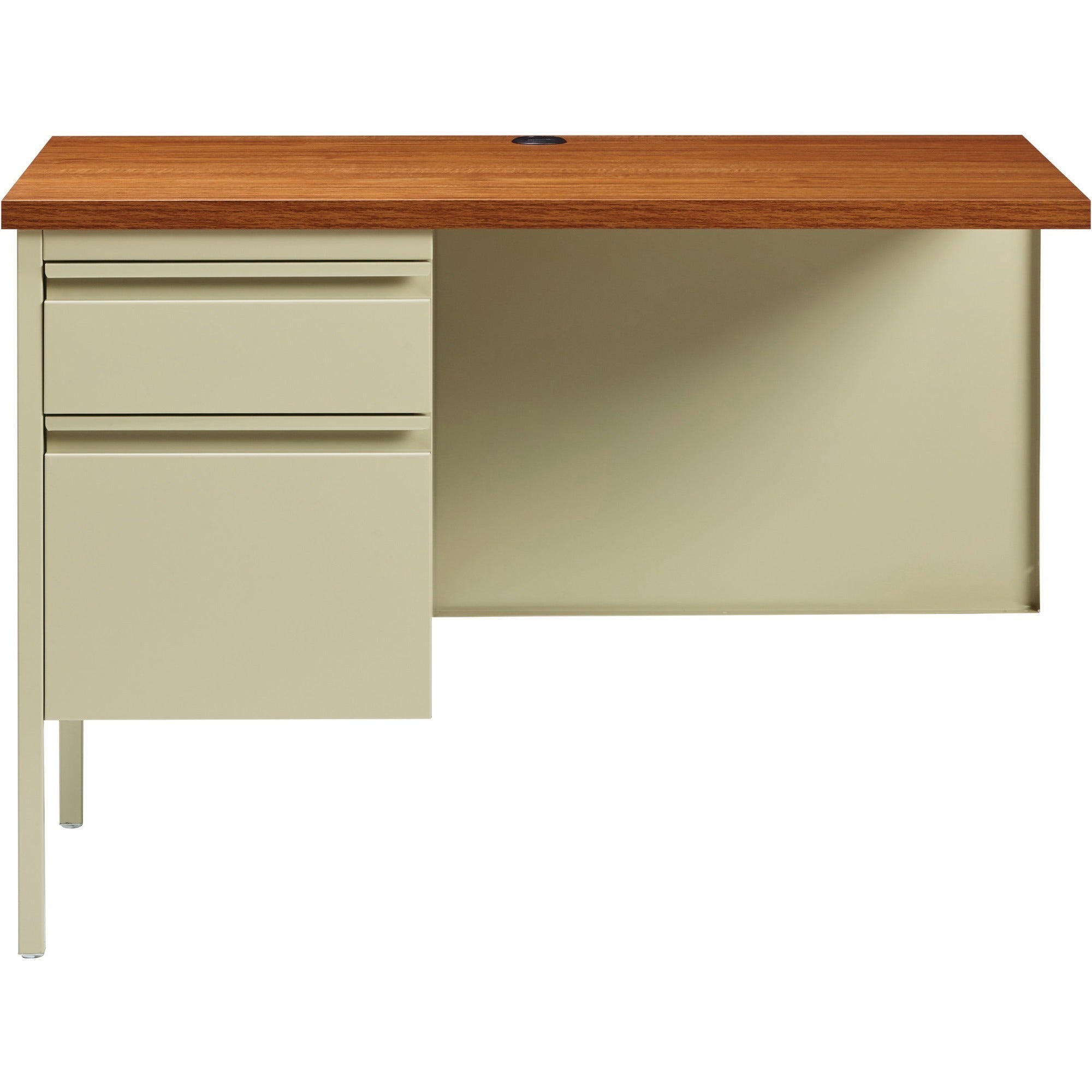 lorell-fortress-series-left-pedestal-return-for-table-toprectangle-top-x-42-table-top-width-x-24-table-top-depth-x-112-table-top-thickness-2950-height-assembly-required-oak-oak-laminate-putty-steel-1-each_llr60923 - 2