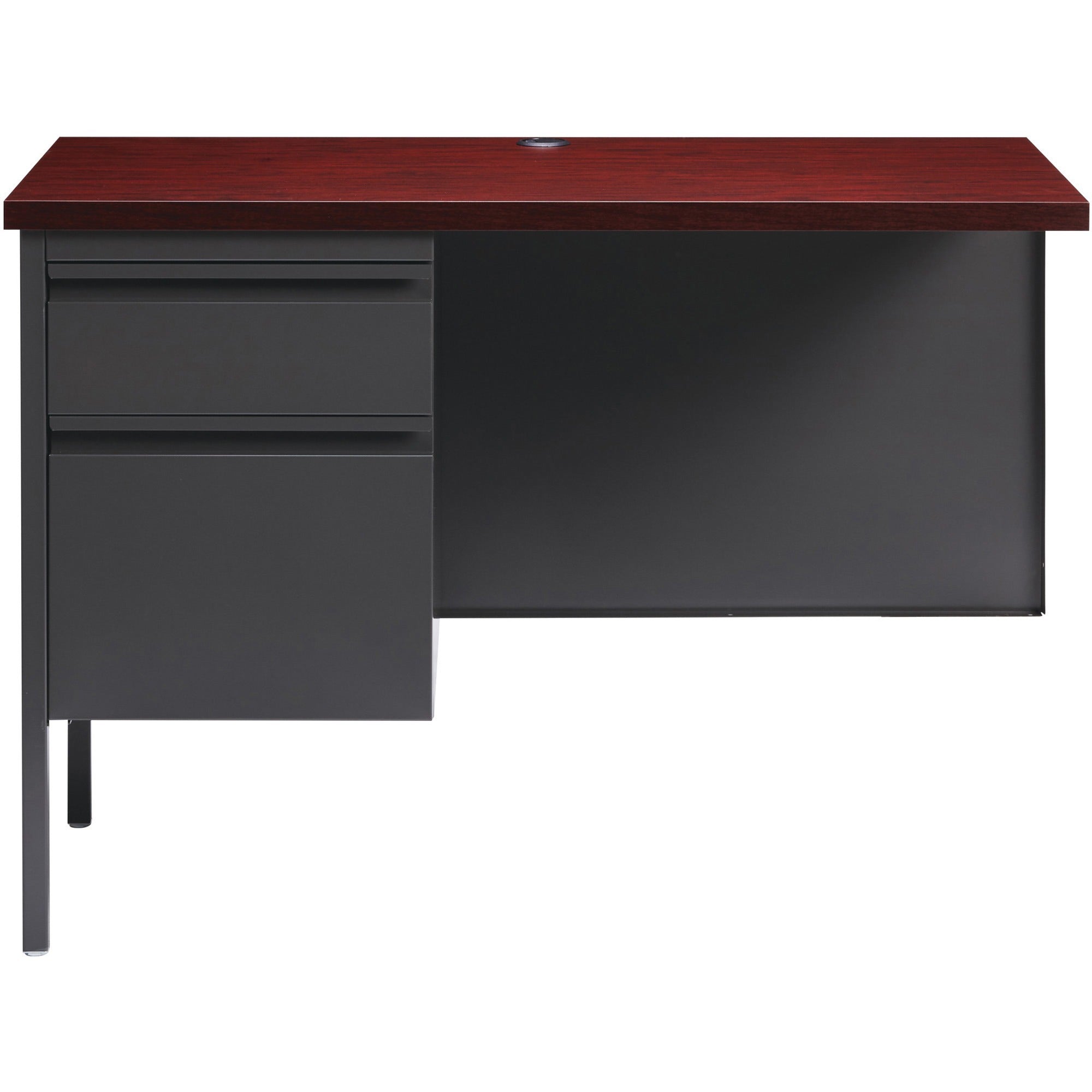 lorell-fortress-series-left-pedestal-return-for-table-toprectangle-top-x-42-table-top-width-x-24-table-top-depth-x-112-table-top-thickness-2950-height-assembly-required-laminated-mahogany-steel-1-each_llr60925 - 2