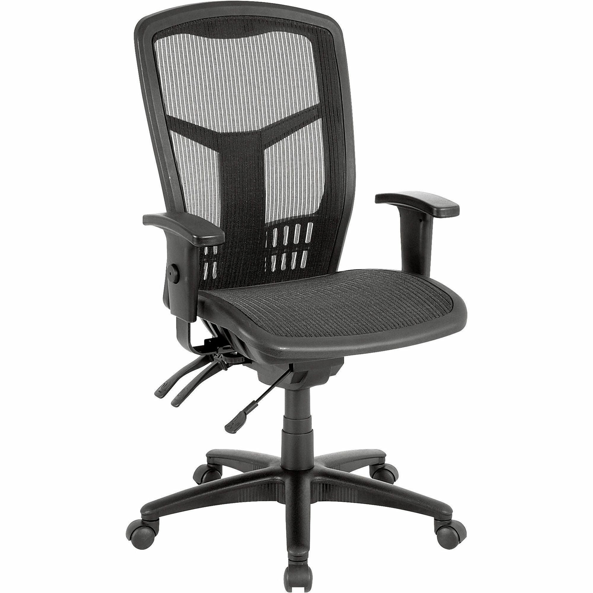 Lorell Executive Mesh High-Back Swivel Office Chair - Black Mesh Seat - Black Steel, Plastic Frame - 5-star Base - 1 Each -
