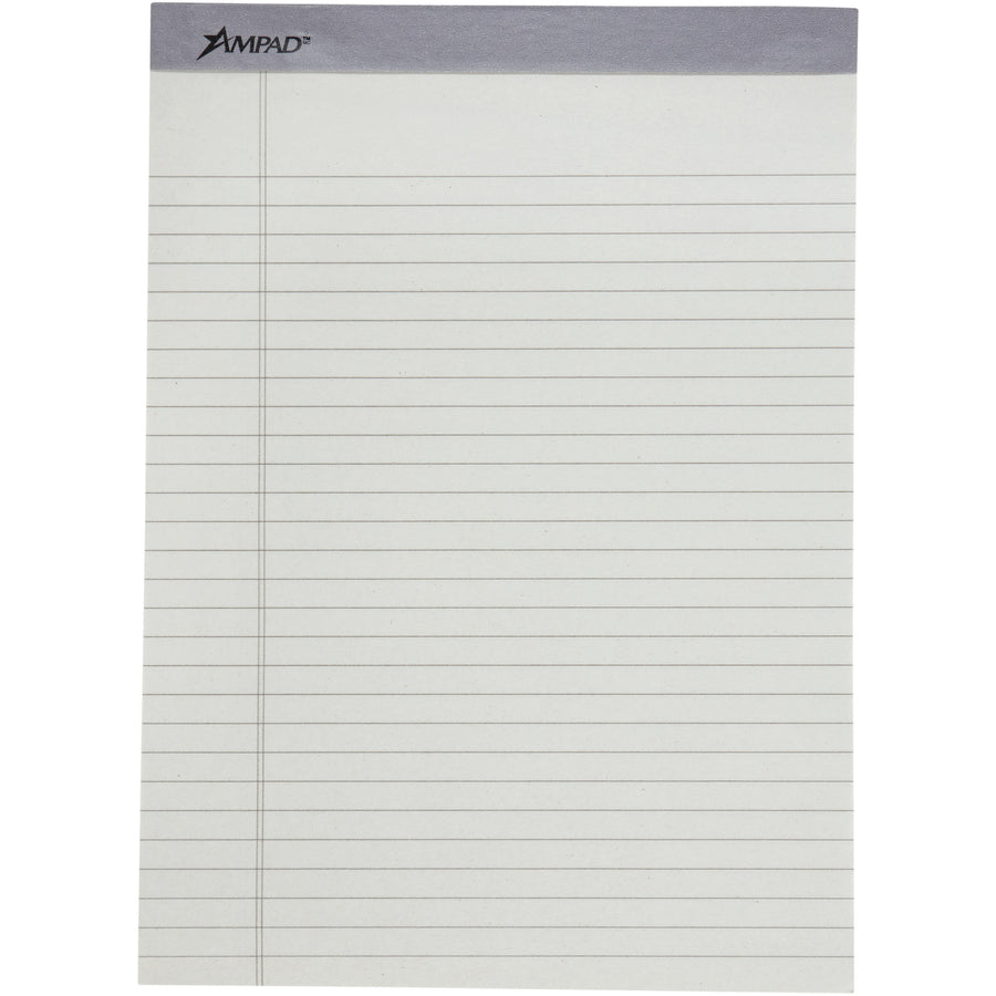 Ampad Pastel Perforated Pad - 50 Sheets - 0.34" Ruled - 15 lb Basis Weight - Letter - 8 1/2" x 11" - Micro Perforated - 6 / Pack -