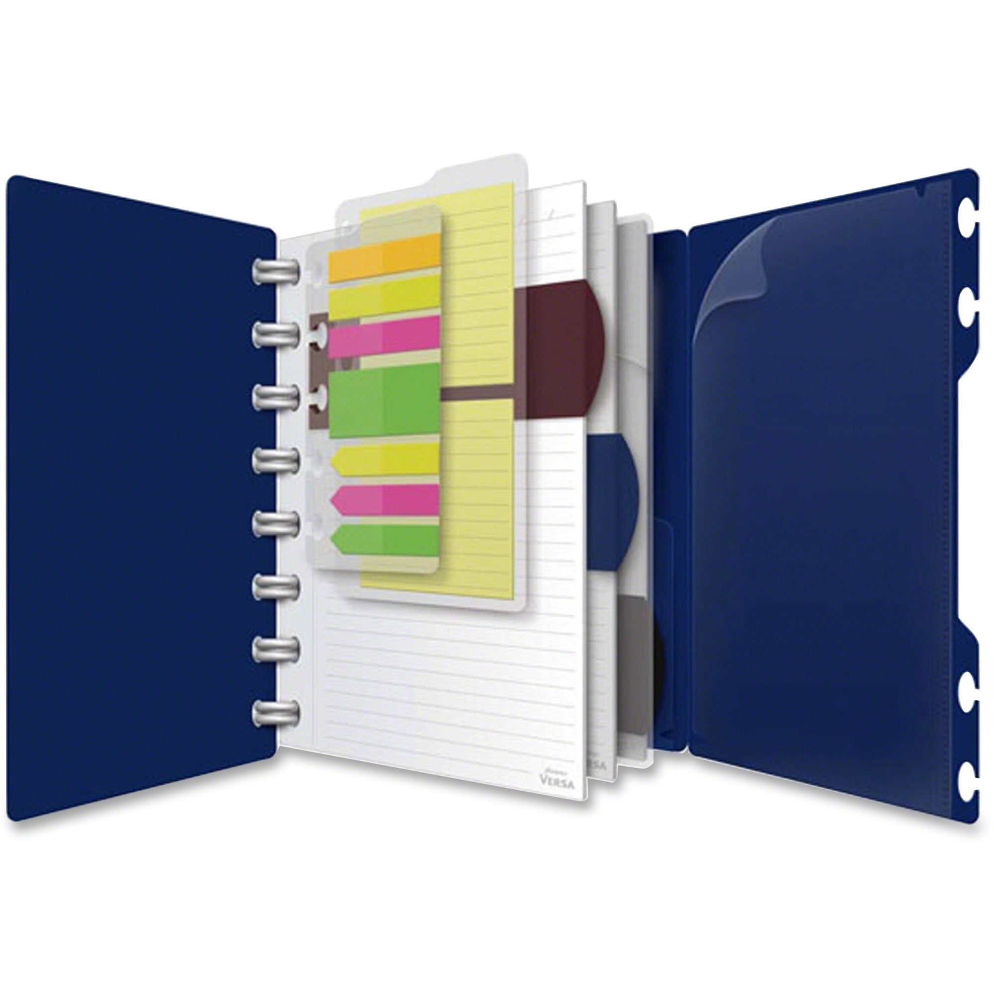 TOPS Versa Crossover Ruled Spiral Notebook - 60 Sheets - Spiral - 24 lb Basis Weight - 6" x 9" - NavyPoly Cover - Repositionable, Pocket, Micro Perforated - 1 Each -