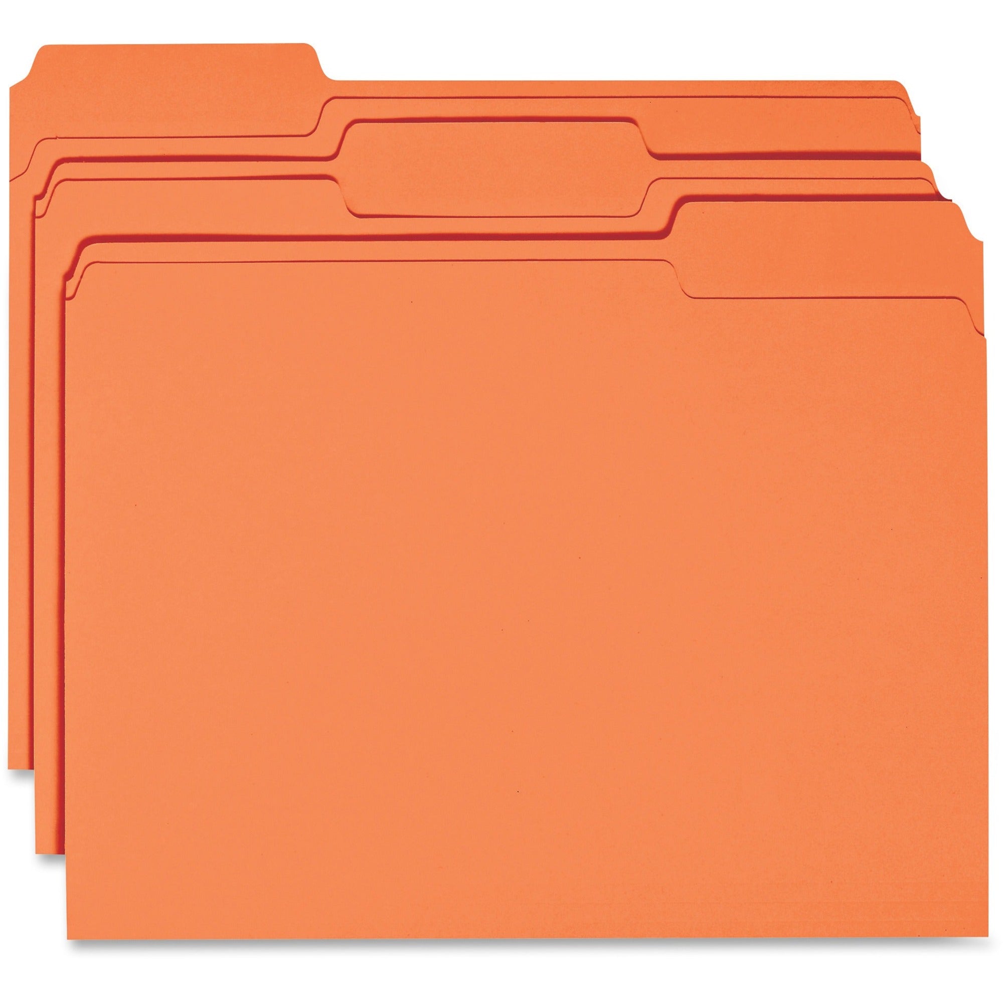 Business Source 1/3 Tab Cut Recycled Top Tab File Folder - Orange - 10% Recycled - 100 / Box -