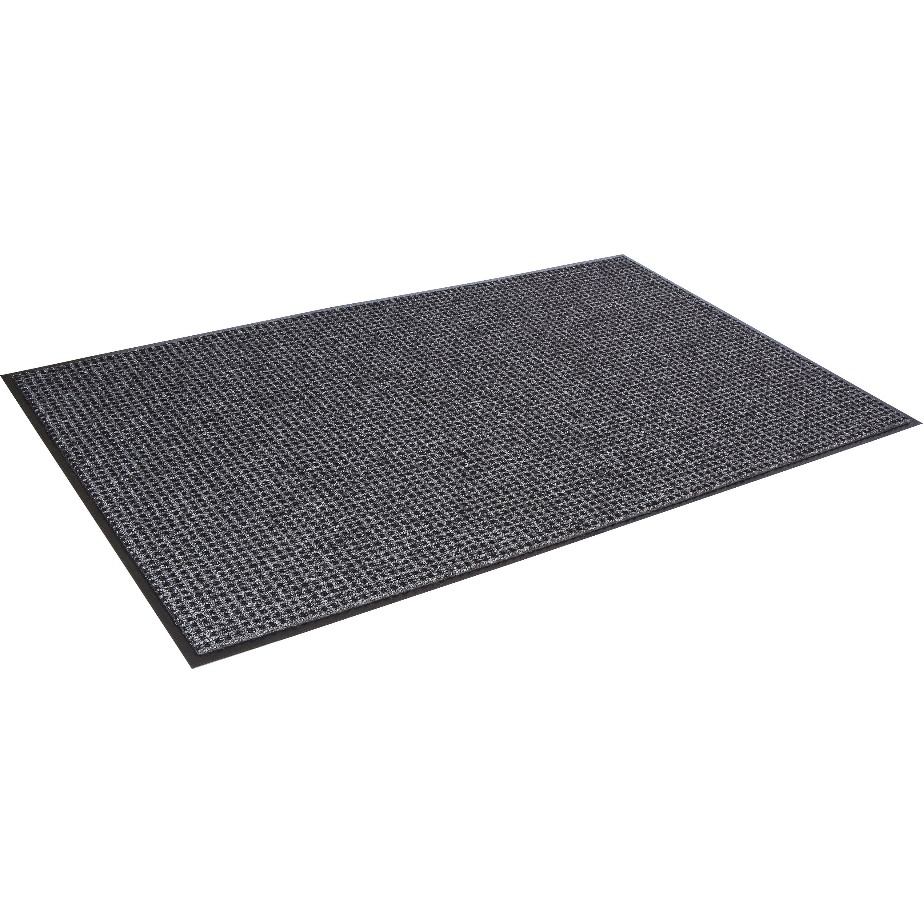 Crown Mats Oxford Wiper Scraper Mat - Floor - 60" Length x 36" Width x 0.375" Thickness - Rectangular - Olefin, Vinyl - Black, Gray - 1Each -
