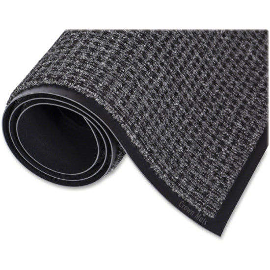 Crown Mats Oxford Wiper Scraper Mat - Floor - 60" Length x 36" Width x 0.375" Thickness - Rectangular - Olefin, Vinyl - Black, Gray - 1Each -