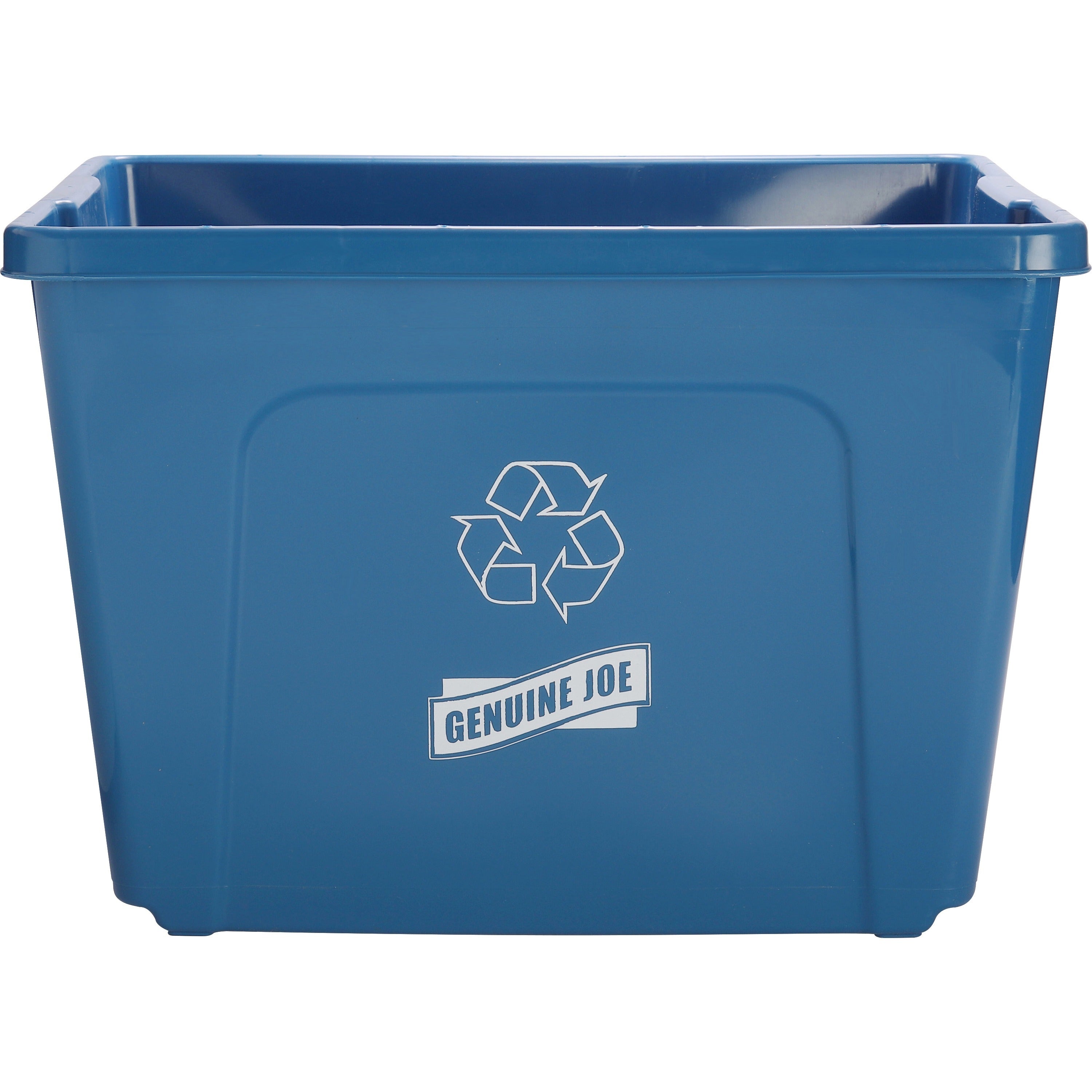 Genuine Joe 14-Gallon Recycling Bin - 14 gal Capacity - Rectangular - Durable, Lightweight - 14.5" Height x 19.5" Width x 15.4" Depth - Plastic - Blue - 1 Each -