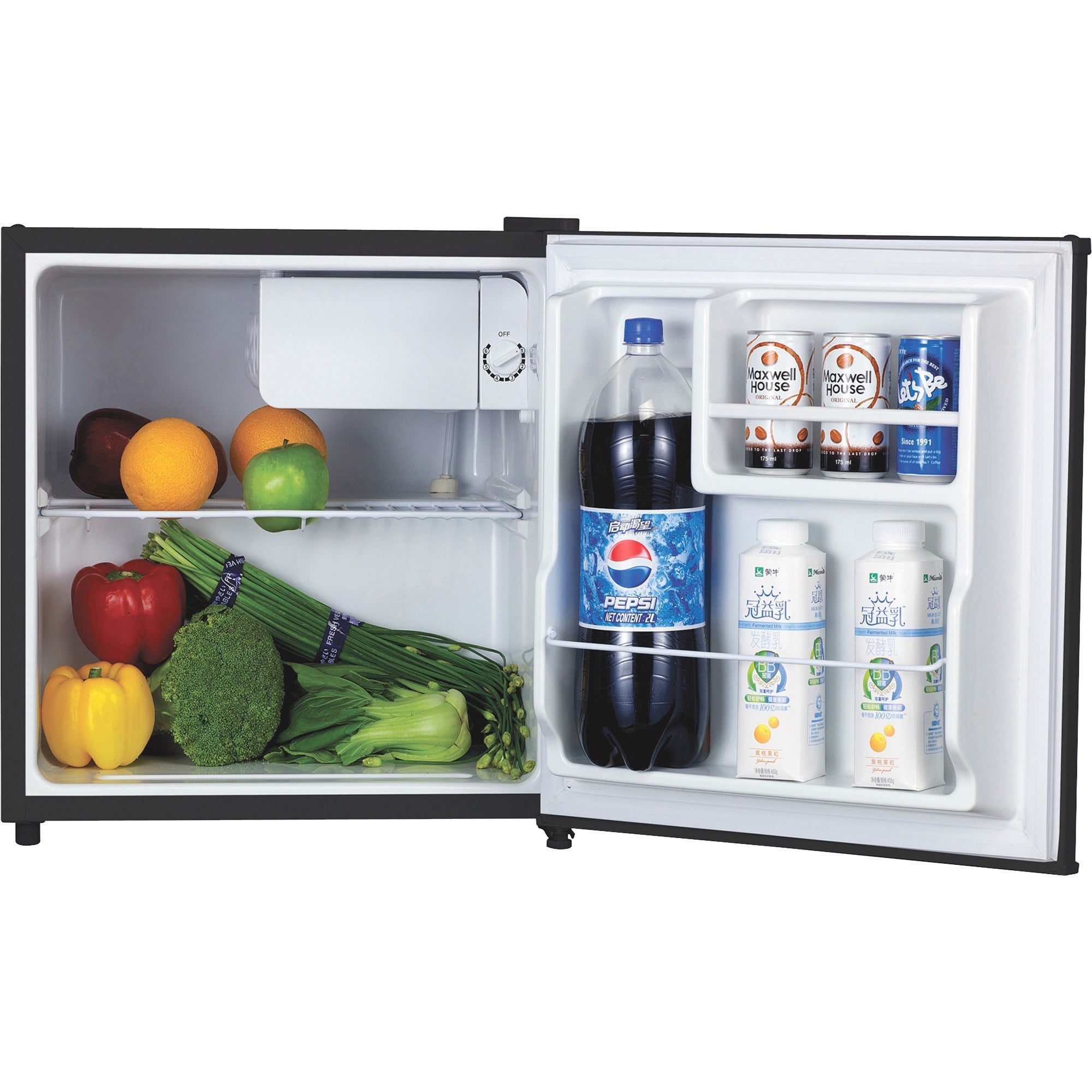 Lorell Compact Refrigerator - 1.60 ft - Manual Defrost - Manual Defrost - Reversible - 1.60 ft Net Refrigerator Capacity - Black - Steel, Fiberglass, Plastic -