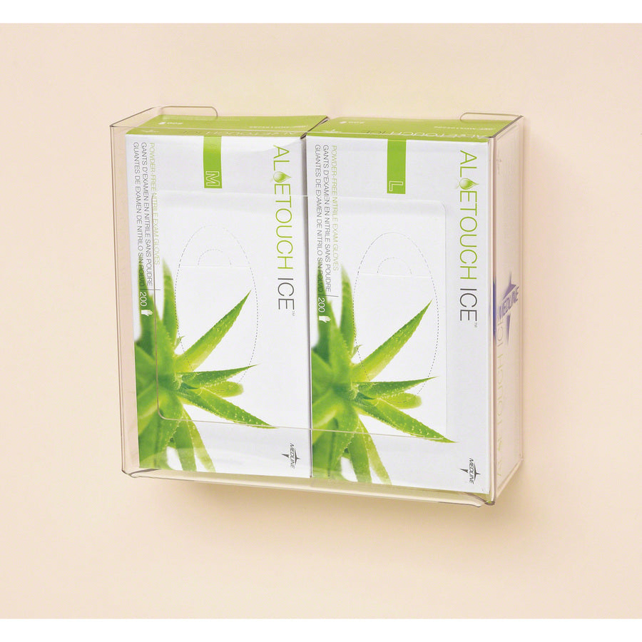 Medline Plastic Double Glove Box Holder - Horizontal, Vertical - Plexiglass - 1 Each - Clear -