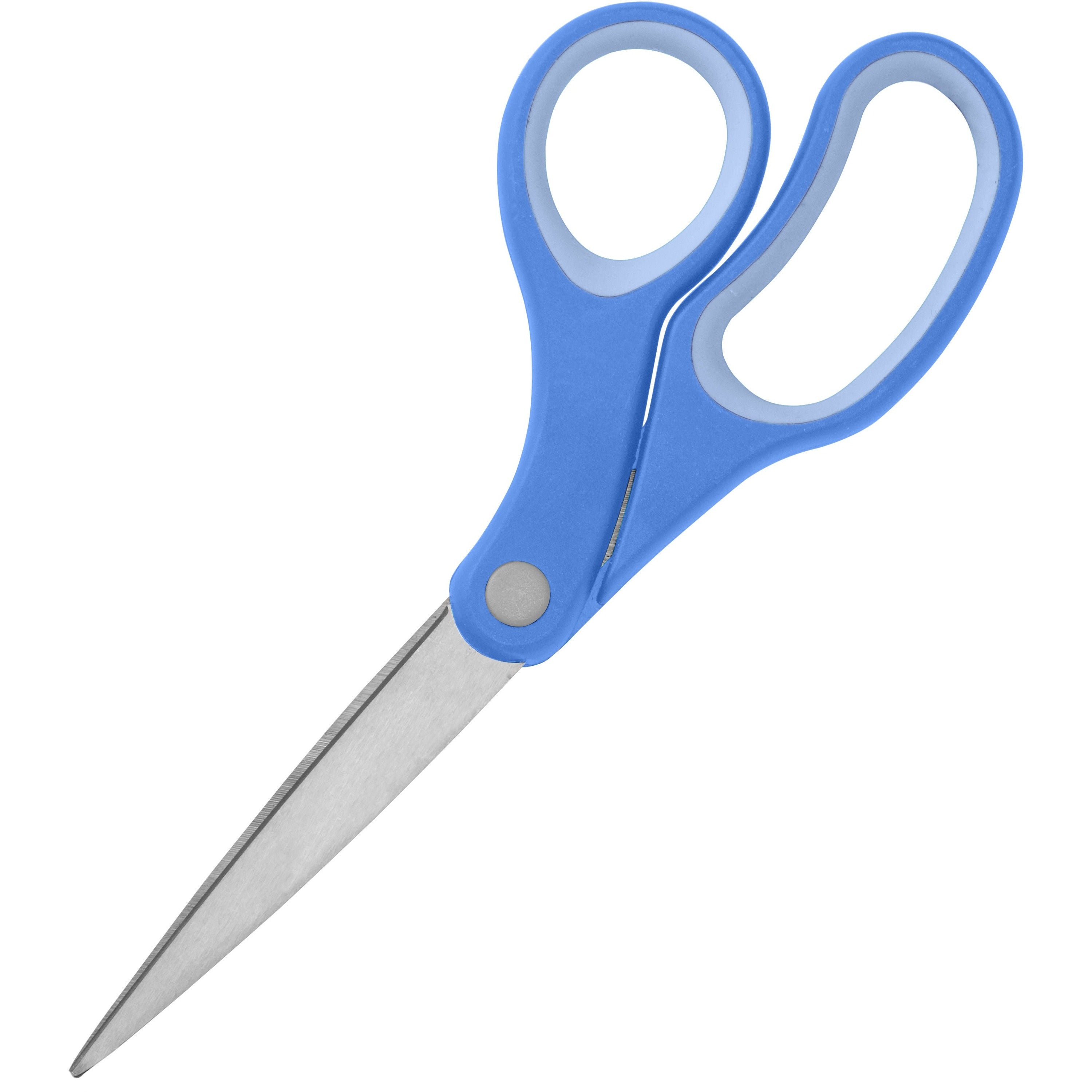 Sparco Bent Multipurpose Scissors - 8" Overall Length - Bent - Stainless Steel - Blue - 1 Each -