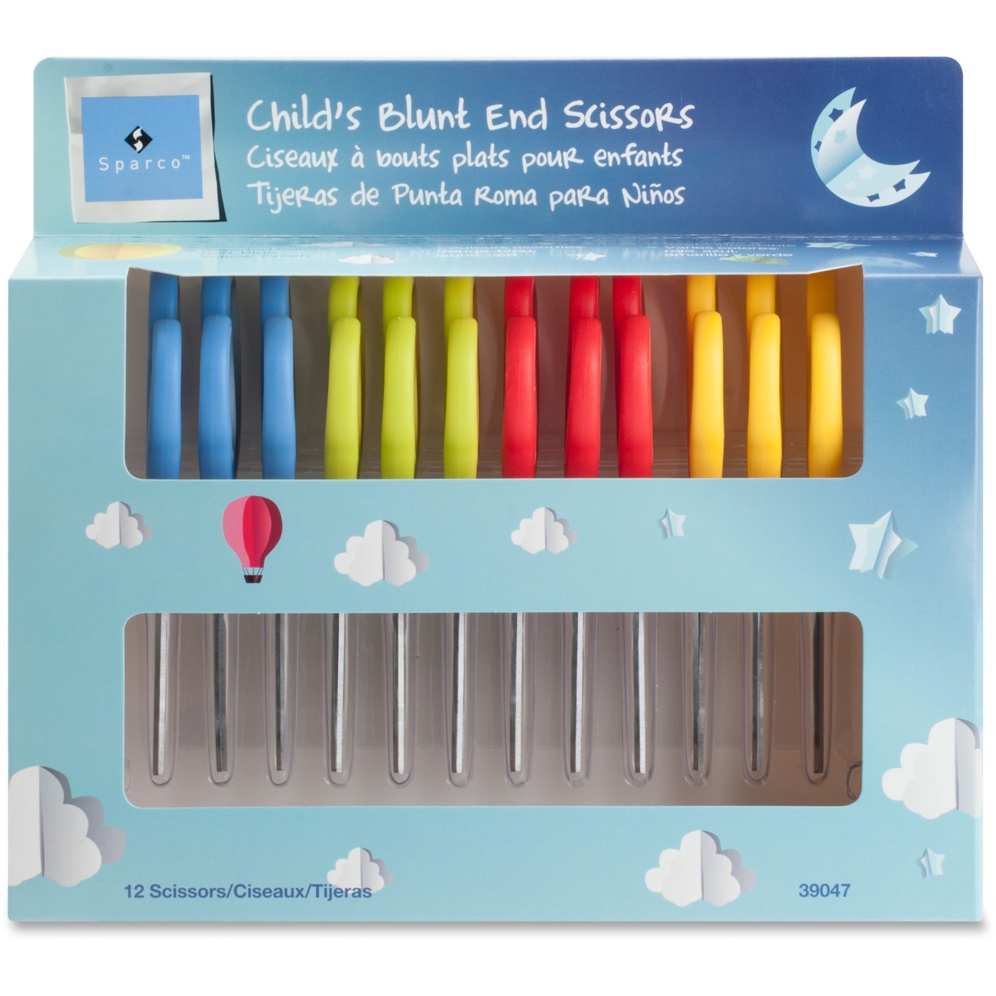 Sparco 5" Kids Blunt End Scissors - 5" Overall Length - Blunted Tip - Assorted - 12 / Pack -