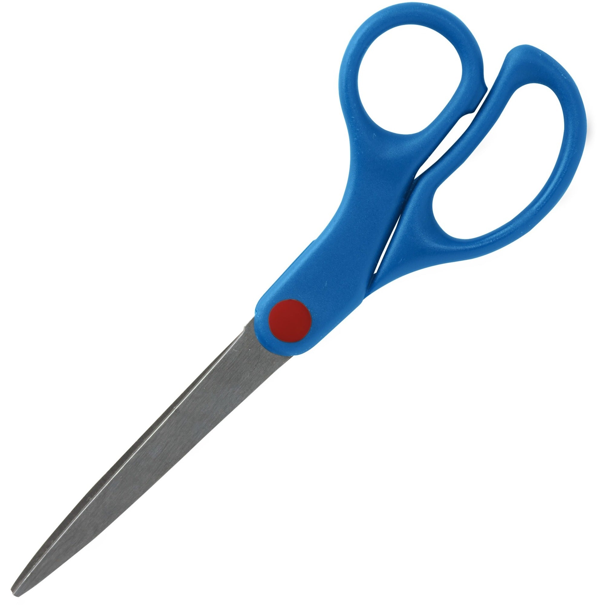 Sparco 7" Kids Straight Scissors - 7" Overall Length - Straight - Stainless Steel - Pointed Tip - Blue - 1 Each -