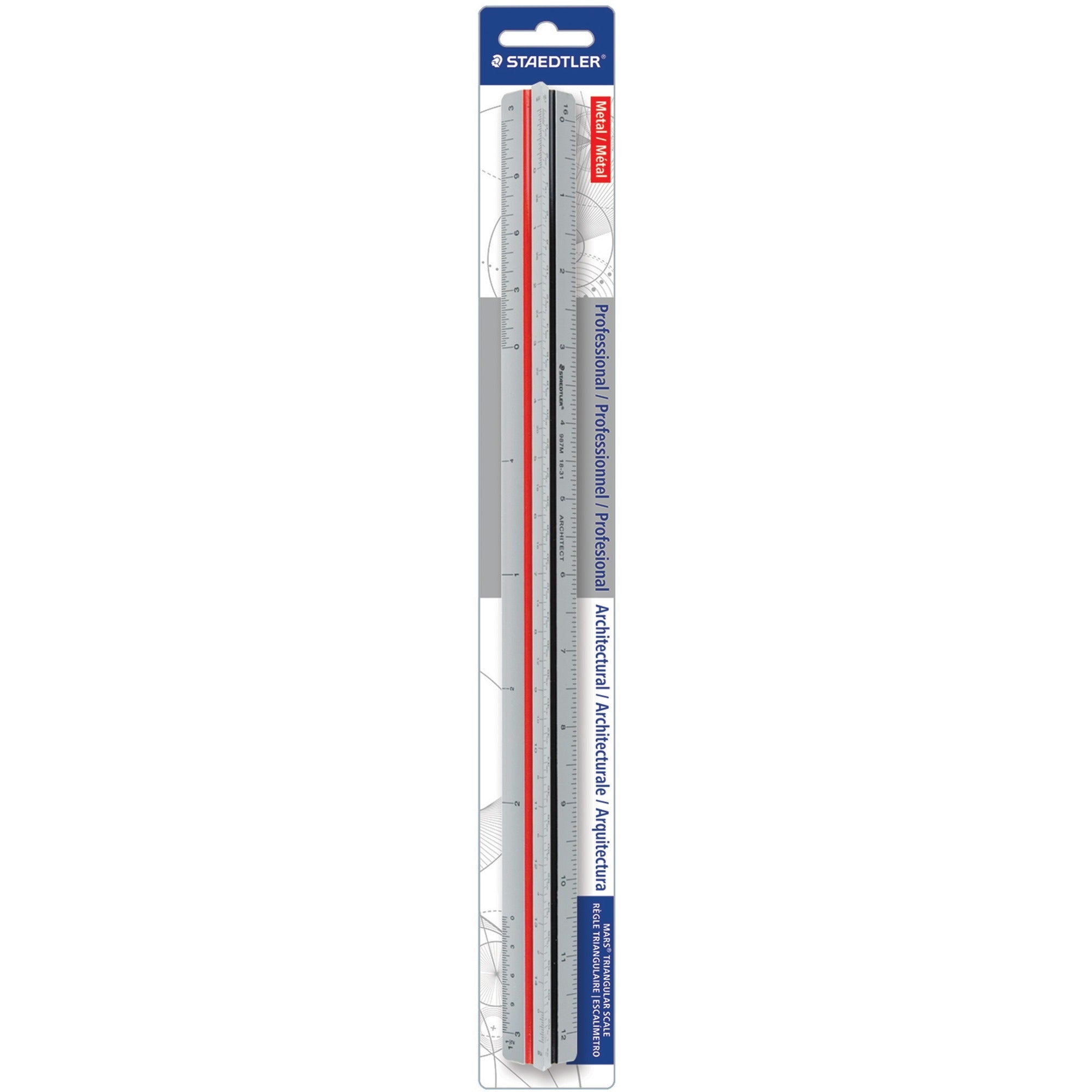 Staedtler Mars Professional Architectural Triangular Scale - 12" Length - Aluminum - 1 Each - Silver -