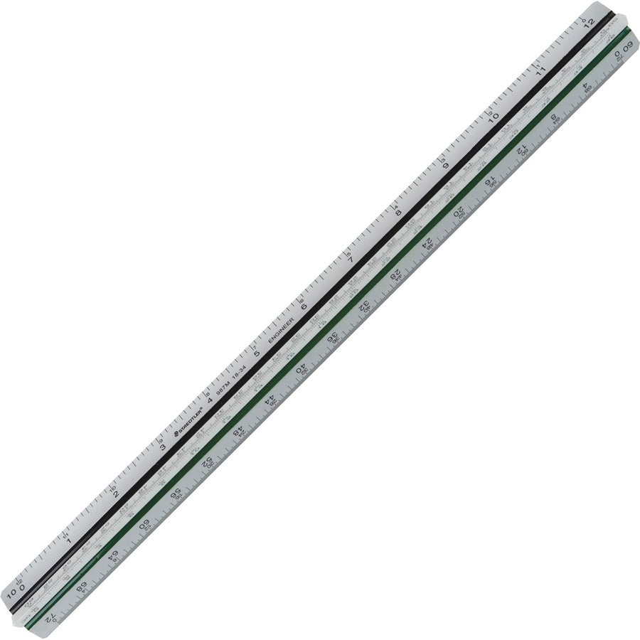 Staedtler Mars Professional Engineering Triangular Scale - 12" Length - Aluminum - 1 Each - Silver -