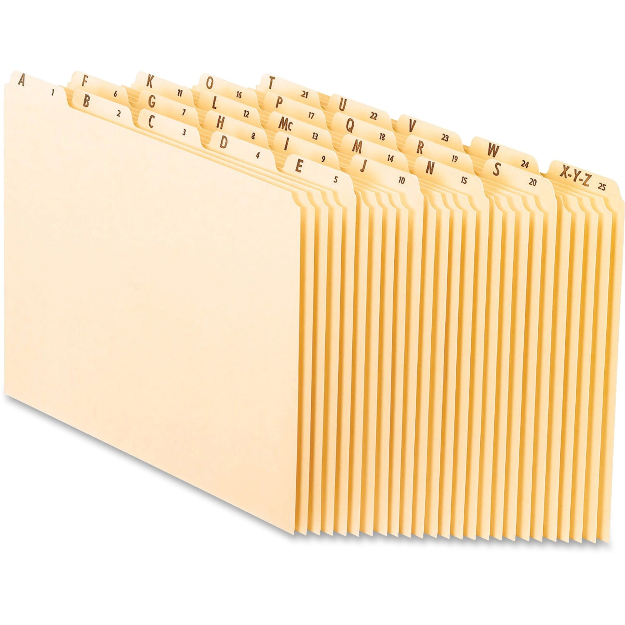 Pendaflex Manila Alphabetical File Guides - Printed Tab(s) - Character - A-Z - Legal - 8.50" Width x 14" Length - Manila Manila Divider - Recycled - Durable - 25 / Set -