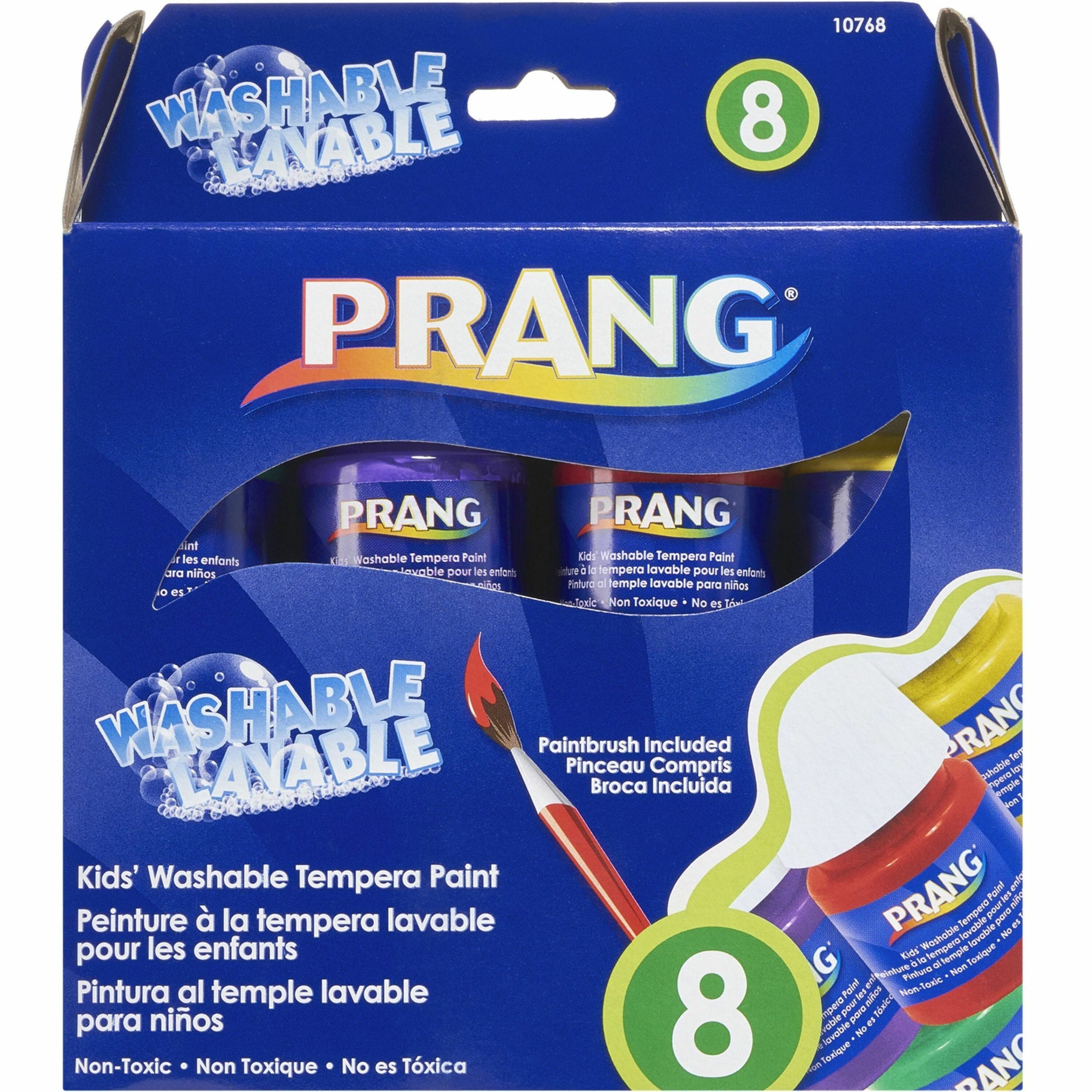 Prang Washable Tempera Paint Set - 0.85 fl oz - 8 / Set - Red, Orange, Yellow, Green, Blue, Violet, Brown, White -