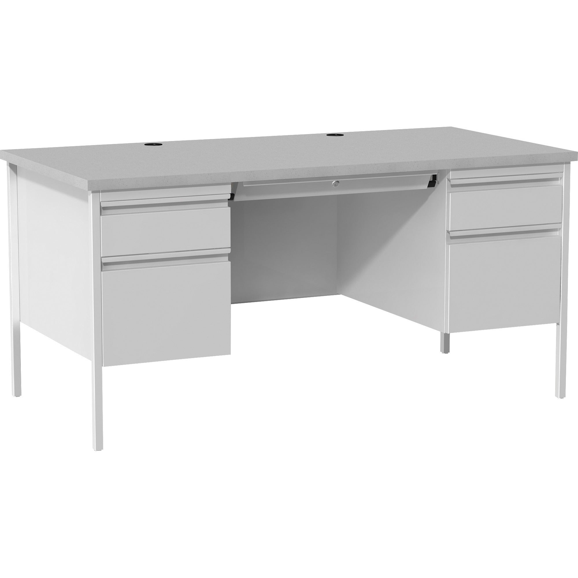 lorell-fortress-series-double-pedestal-desk-30-height-x-2950-width-x-60-depth-gray-laminated-steel-1-each_llr60935 - 1