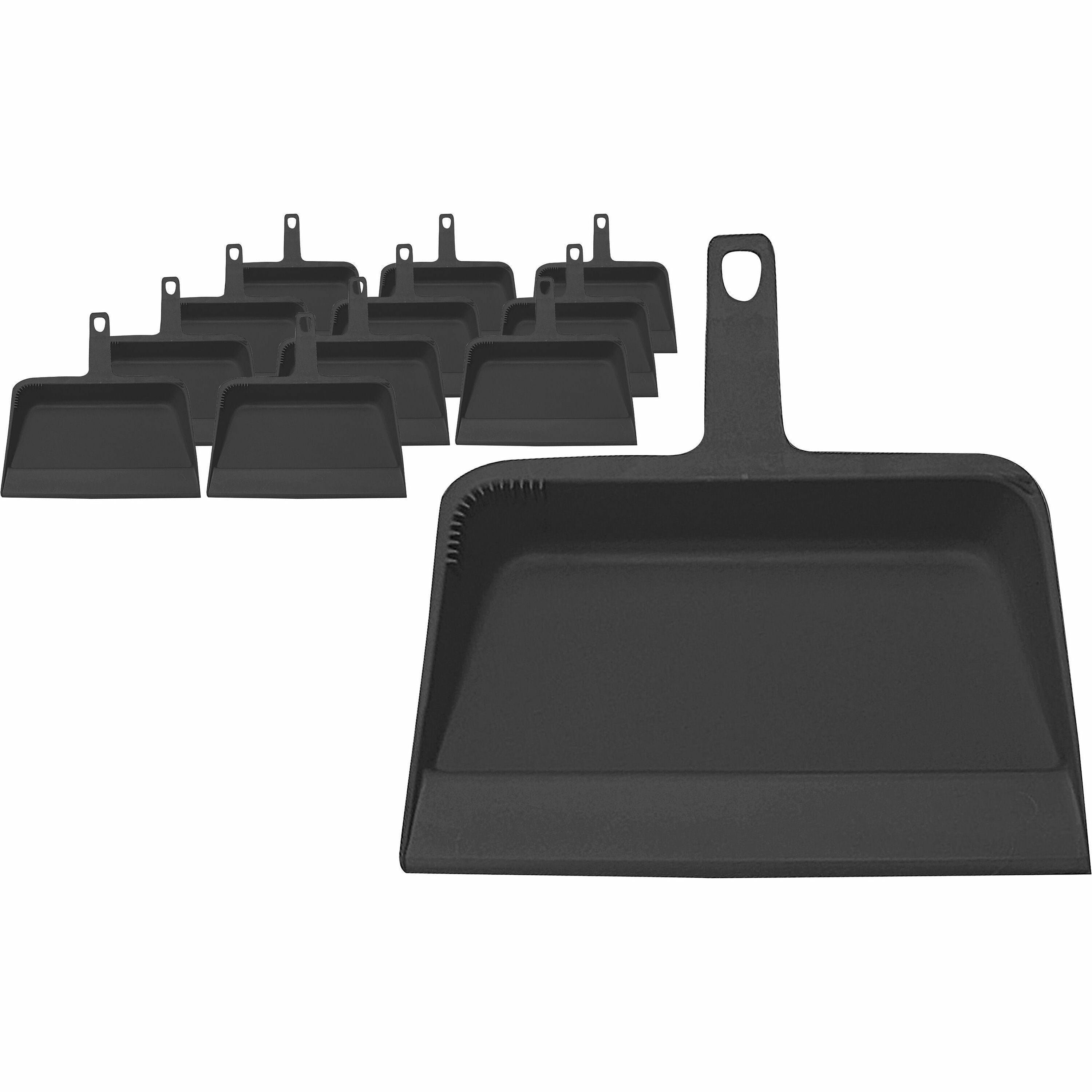 Genuine Joe Heavy-duty Plastic Dust Pan - 12" Wide - Plastic - Black - 12 / Carton - 1
