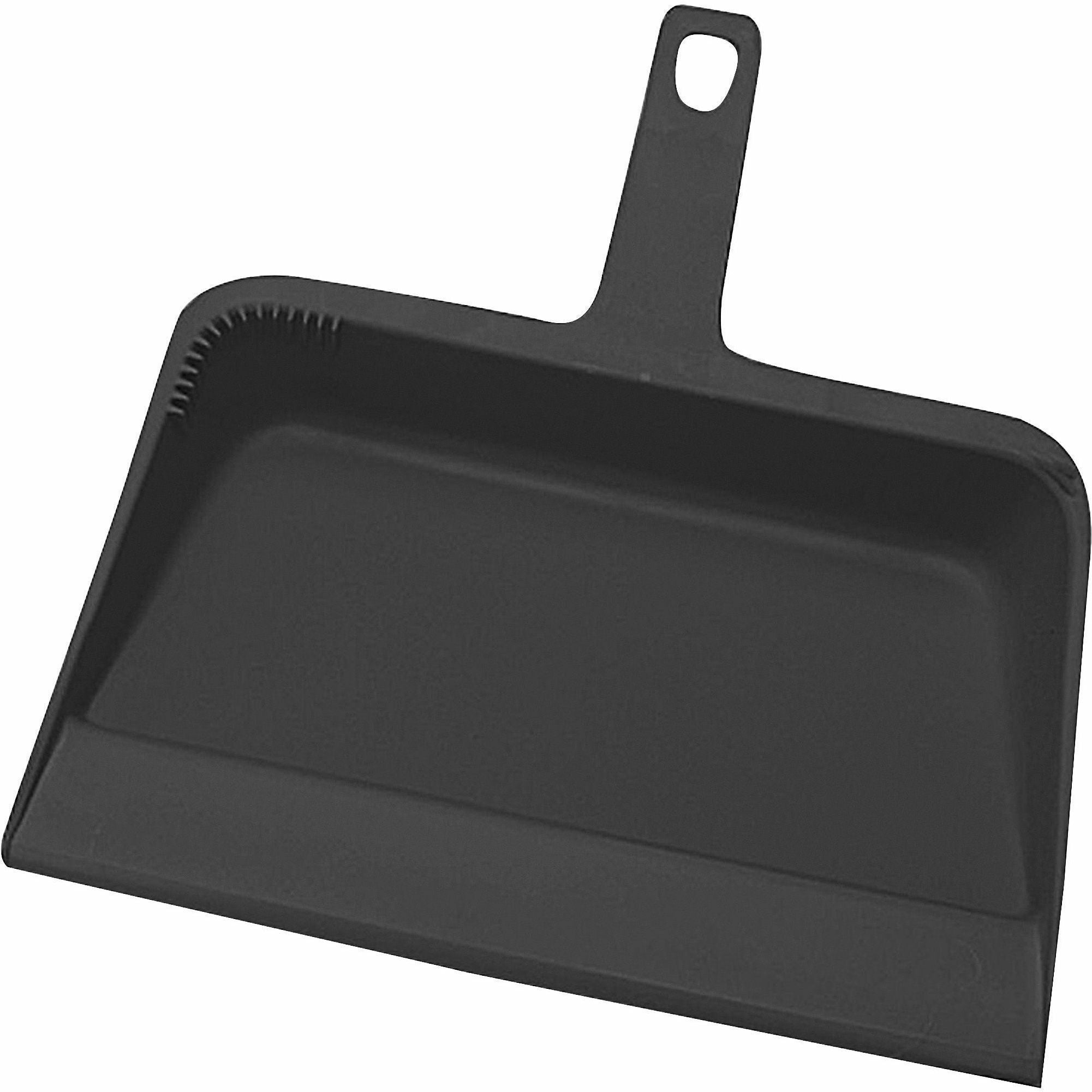 Genuine Joe Heavy-duty Plastic Dust Pan - 12" Wide - Plastic - Black - 12 / Carton - 2