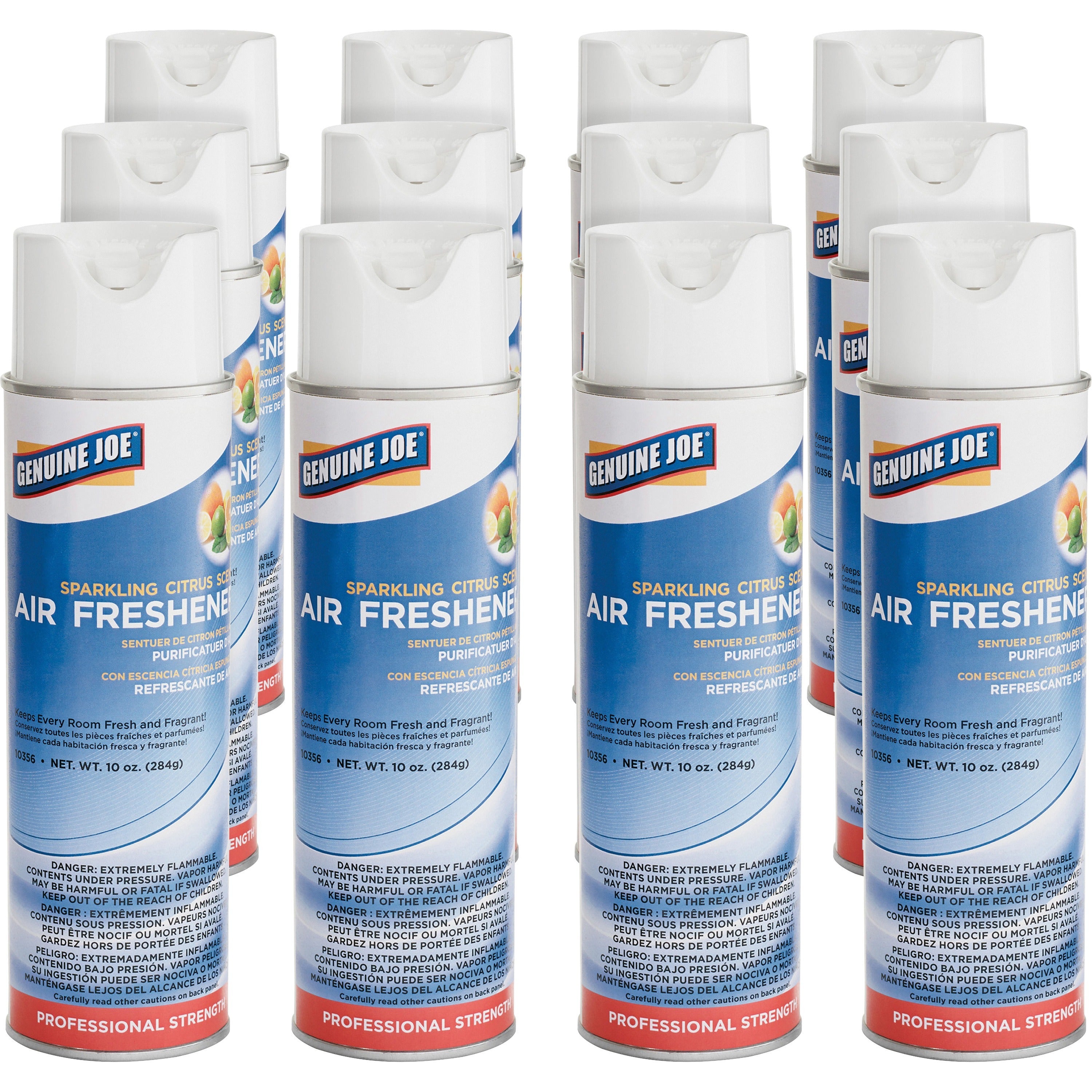 Genuine Joe Sparkling Citrus Air Freshener - Spray - 10 oz - Sparkling Citrus - 12 / Carton -