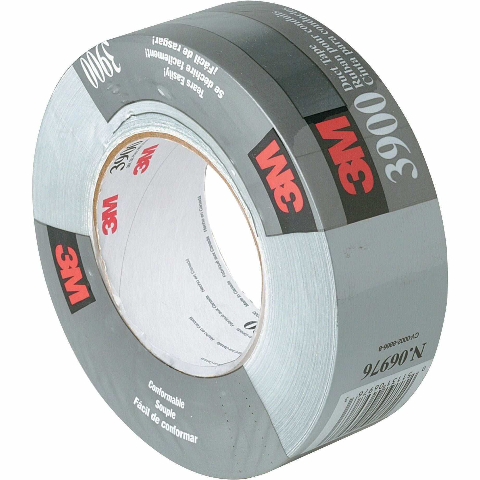 3M Multipurpose Utility-Grade Duct Tape - 60 yd Length x 1.88" Width - 7.6 mil Thickness - 3" Core - Polyethylene Coated Cloth Backing - Water Resistant, Humidity Resistant, Moisture Resistant - For Multipurpose - 24 / Carton - Silver -