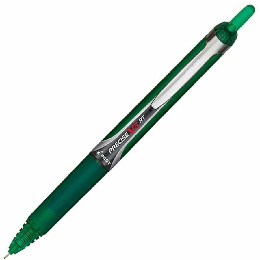 Pilot Precise V5 RT Premium Rolling Ball Pens - Extra Fine Pen Point - 0.5 mm Pen Point Size - Needle Pen Point Style - Refillable - Retractable - Green Liquid Ink - Green Barrel - 1 Dozen -