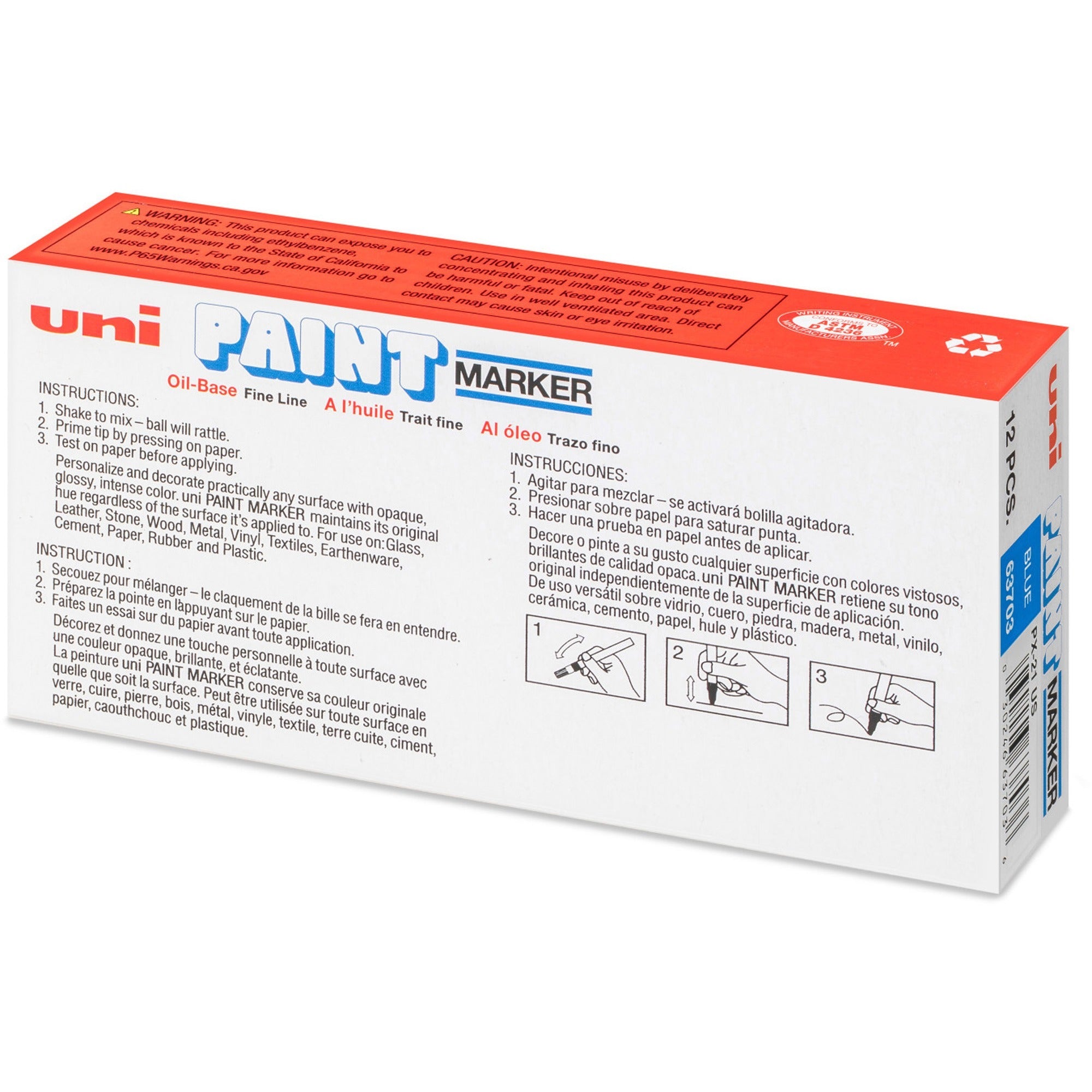 uniball-uni-paint-px-21-oil-based-fine-point-marker-fine-marker-point-blue-oil-based-ink-1-dozen_ubc63703dz - 2