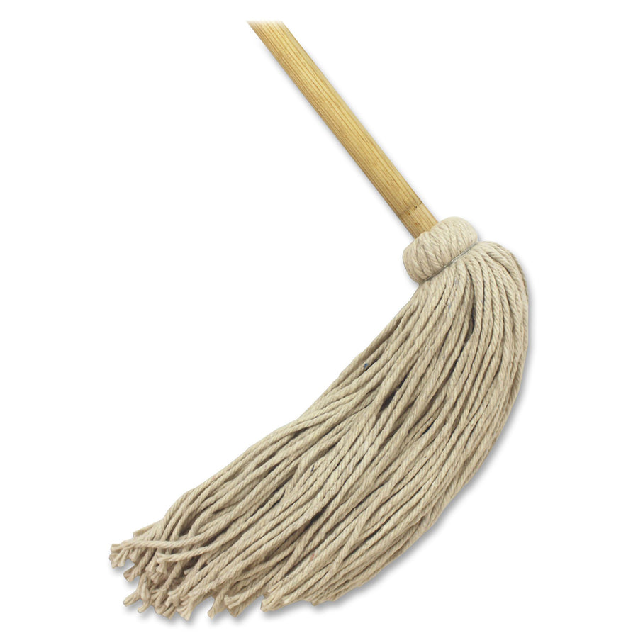 Genuine Joe General-Purpose Deck Mop - Wood Handle - Durable, 4-ply, Rust Resistant, Lightweight, Fatigue-free, Absorbent, Rust Resistant, Cut Ends, Long Lasting - 1 Each - Natural -