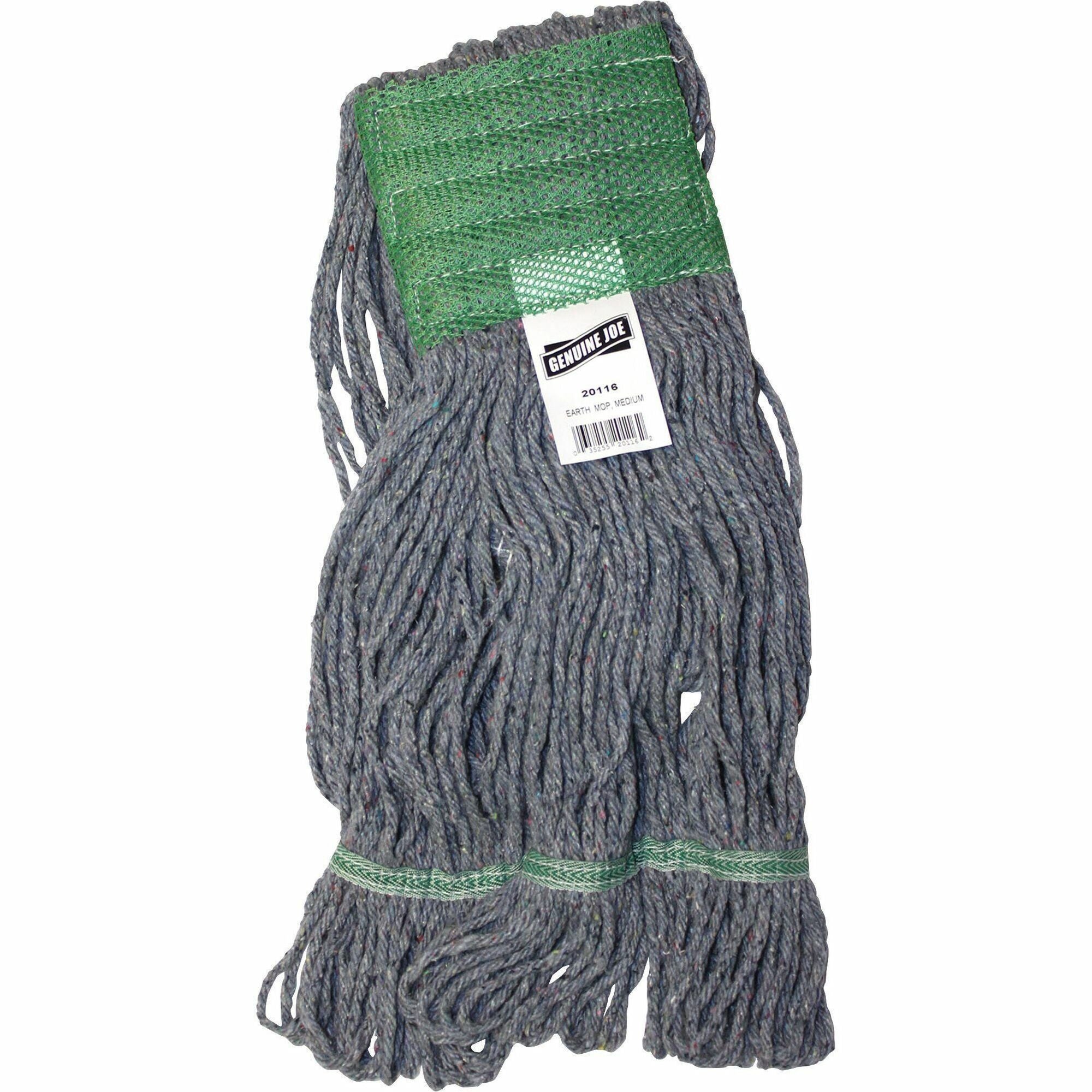 Genuine Joe 5" Headband Earth Mop Refill - Medium - Polyester Fiber - Blue - 1Each -
