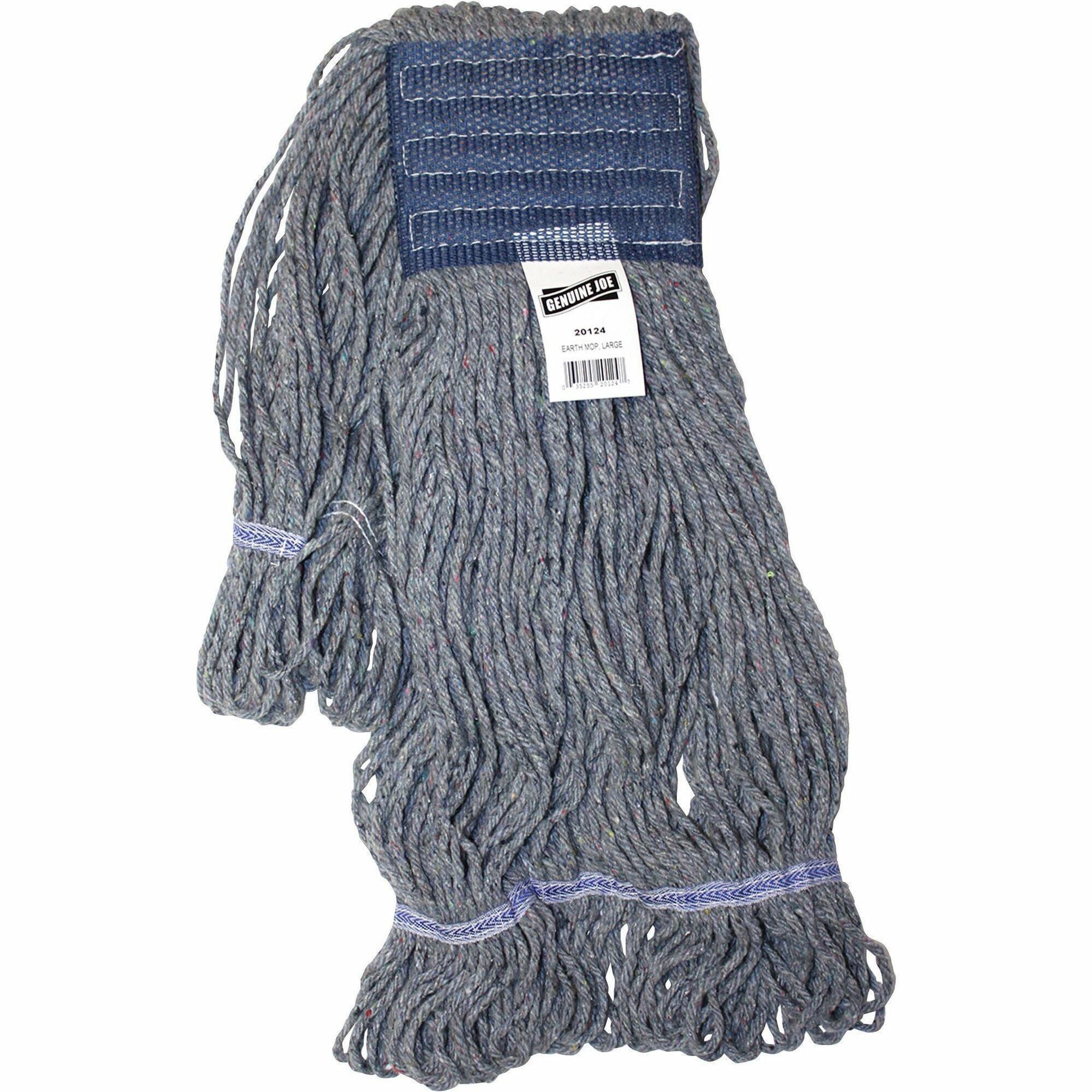 Genuine Joe 5" Headband Earth Mop Refill - Large - Polyester Fiber - Blue - 1Each -