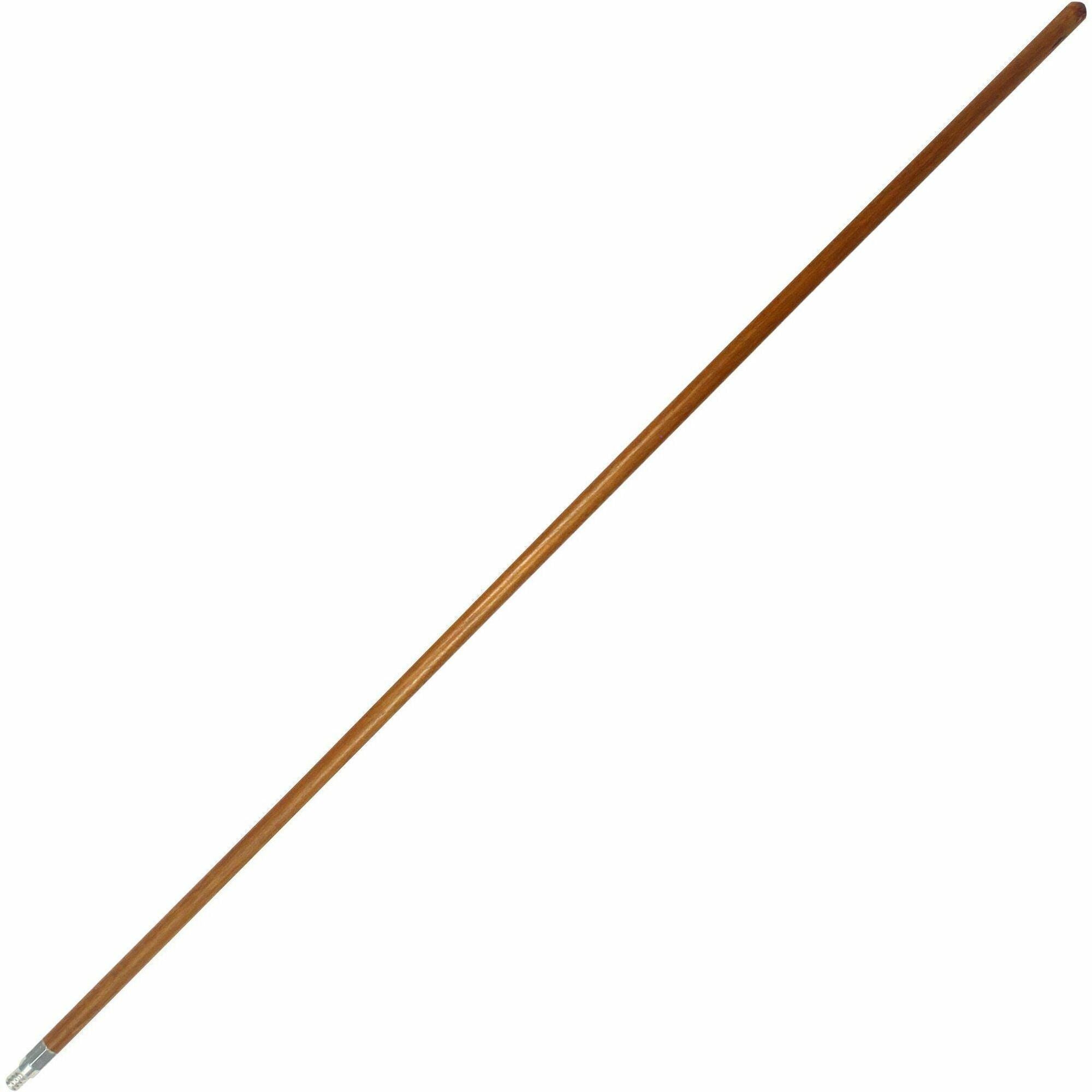 Genuine Joe Wood Handle with Threaded Metal Tip - Natural - Metal, Wood - 1 Each -