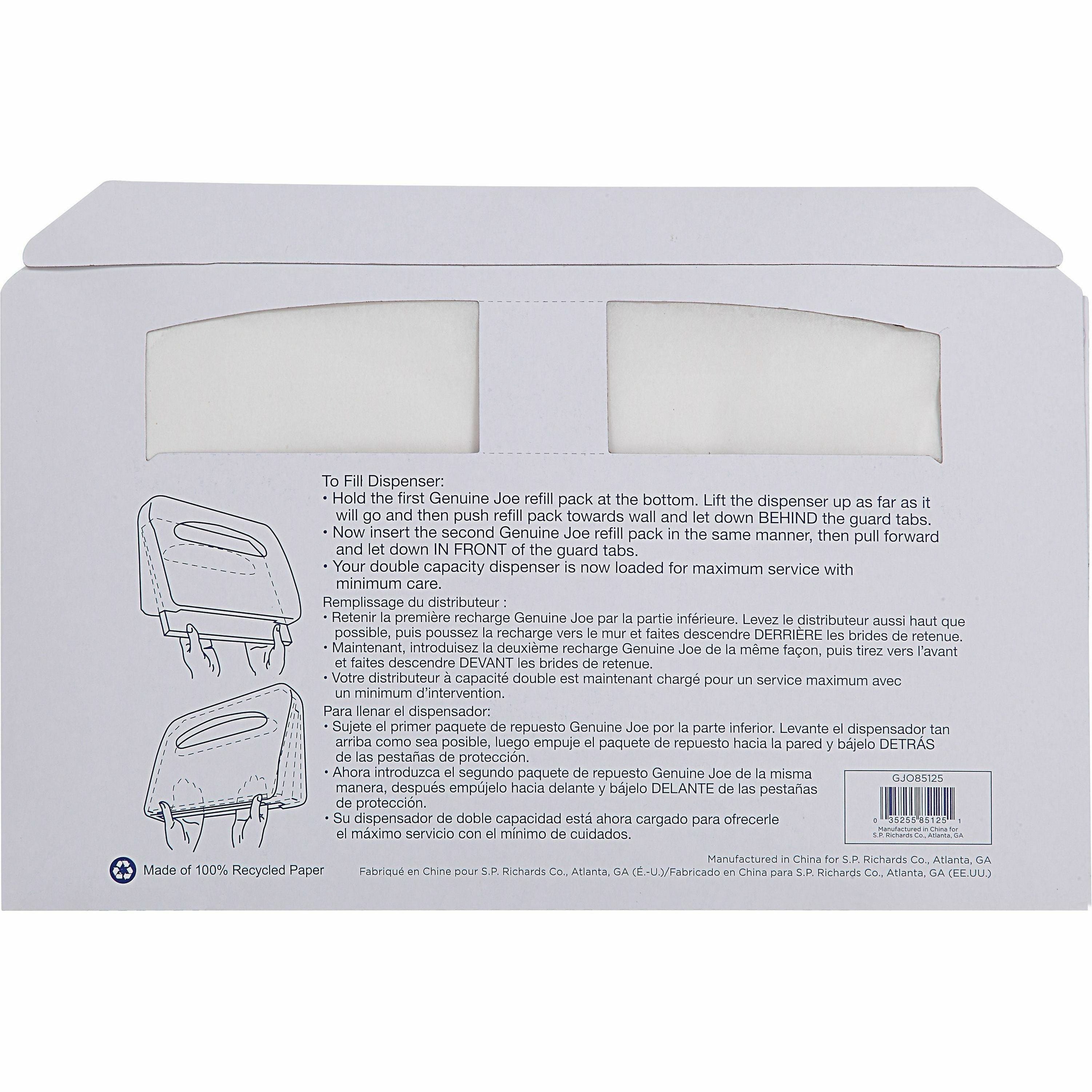 Genuine Joe Toilet Seat Covers - Half-fold - For Public Toilet - 250 / Pack - 20 / Carton - White -
