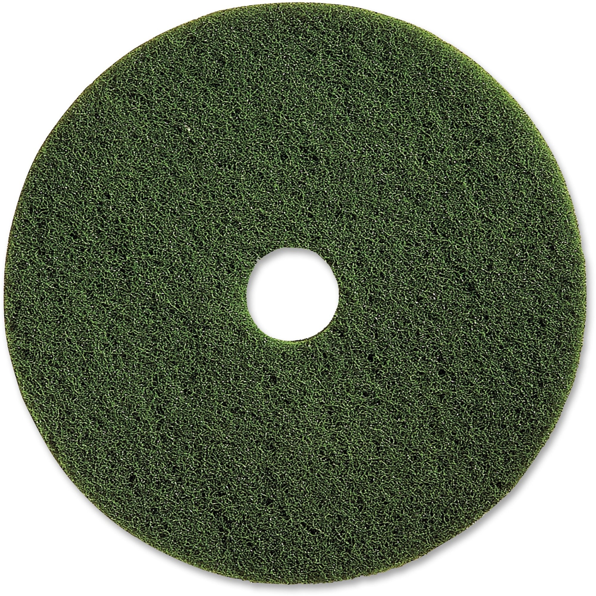 Genuine Joe 17" Scrubbing Floor Pad - 17" Diameter - 5/Carton x 17" Diameter x 1" Thickness - Scrubbing, Floor - 175 rpm to 350 rpm Speed Supported - Heavy Duty, Long Lasting, Dirt Remover, Durable - Fiber - Green -