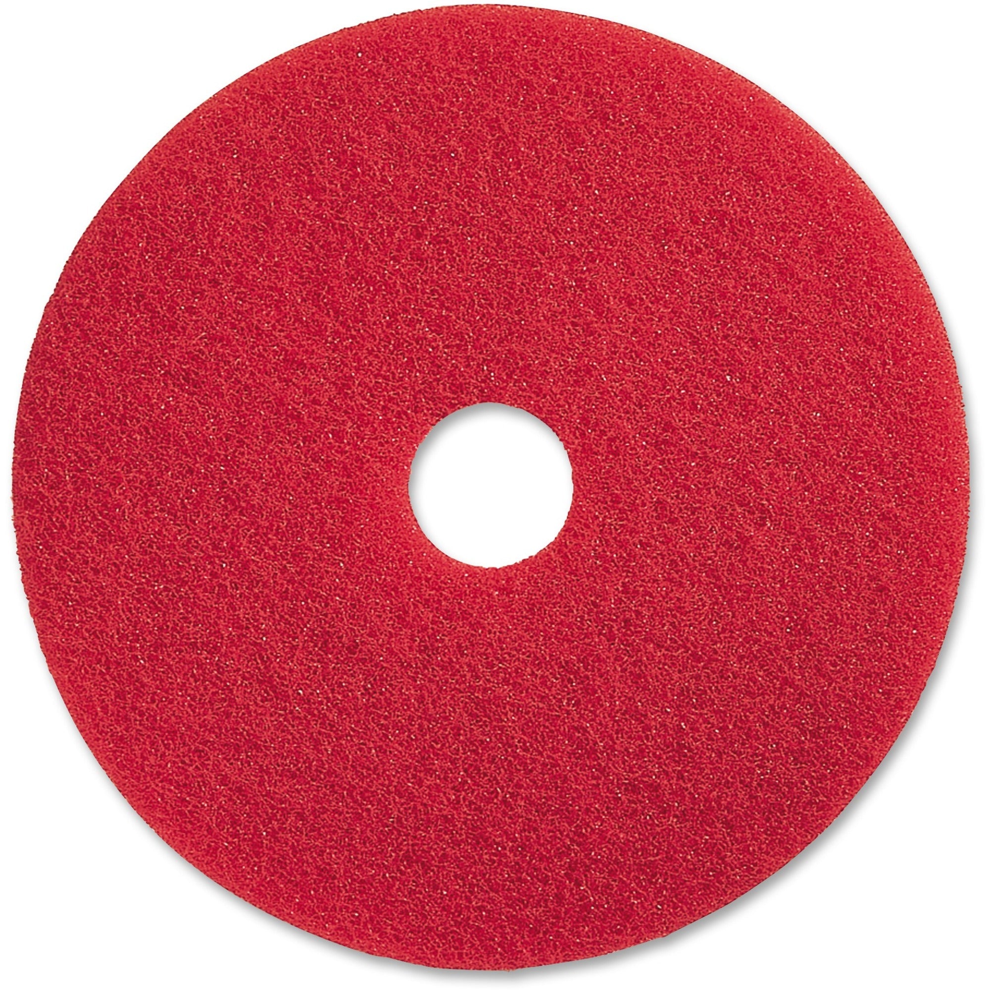 Genuine Joe Red Buffing Floor Pad - 19" Diameter - 5/Carton x 19" Diameter x 1" Thickness - Buffing, Scrubbing, Floor - 175 rpm to 350 rpm Speed Supported - Flexible, Resilient, Rotate, Dirt Remover - Fiber - Red -