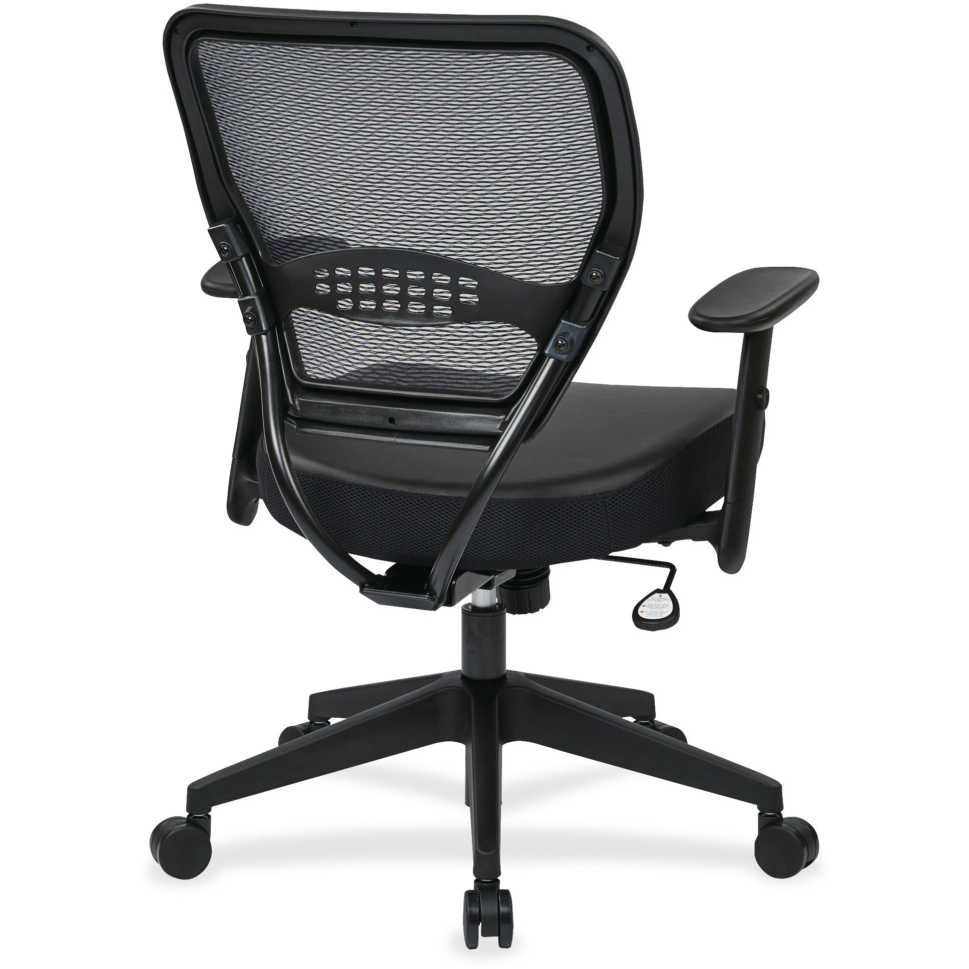 Office Star Professional Dark Air Grid Back Managers Chair - Leather Seat - 5-star Base - Black - 1 Each -