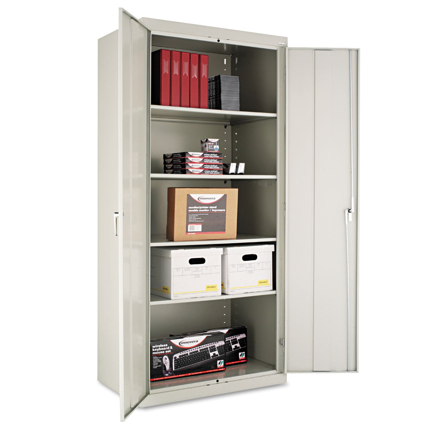 Assembled 78" High Heavy-Duty Welded Storage Cabinet, Four Adjustable Shelves, 36w x 24d, Light Gray -