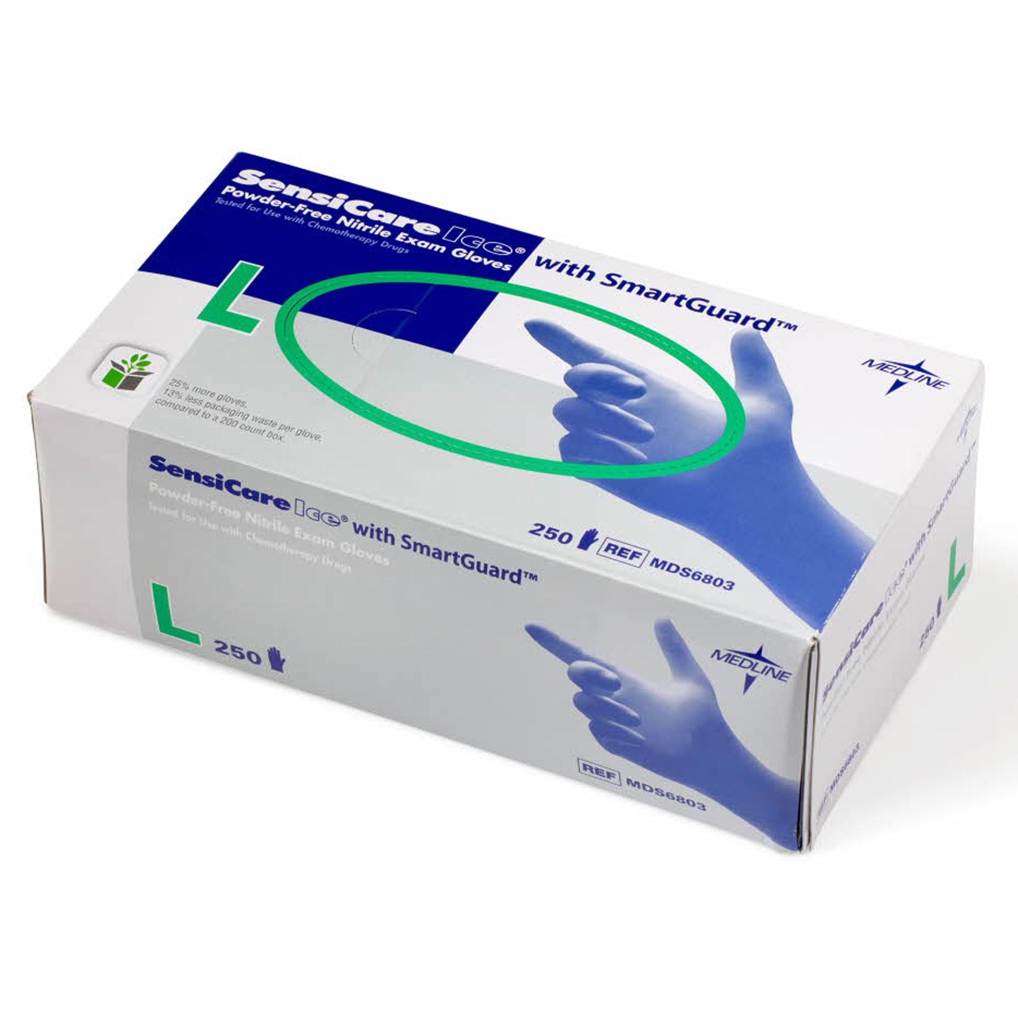 medline-sensicare-ice-blue-nitrile-exam-gloves-large-size-dark-blue-comfortable-chemical-resistant-latex-free-textured-fingertip-non-sterile-durable-for-medical-250-box-950-glove-length_miimds6803 - 1