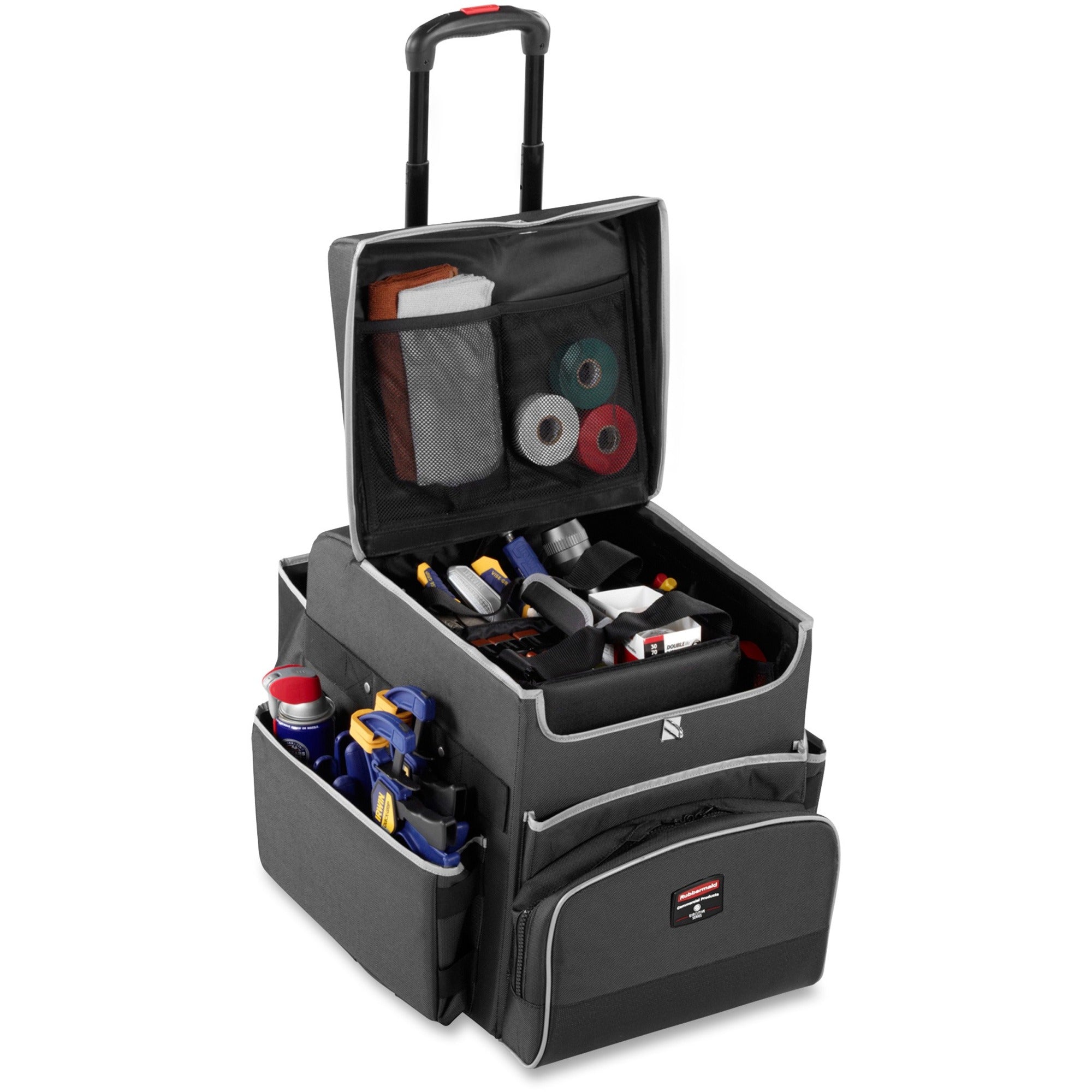 Rubbermaid Commercial Small Executive Quick Cart - Telescopic Handle - 30 lb Capacity - Aluminum, Polyester, Teflon, Polypropylene - 16.5" Length x 14.3" Width x 17" Height - Dark Gray - 1 Each -