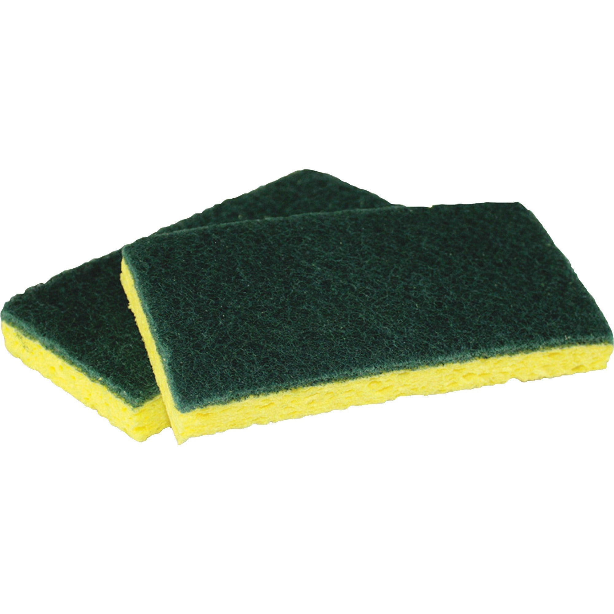 Impact Cellulose Scrubber Sponge - 0.9" Height x 3.2" Width x 6.3" Length - 5/Pack - Cellulose - Yellow, Green -