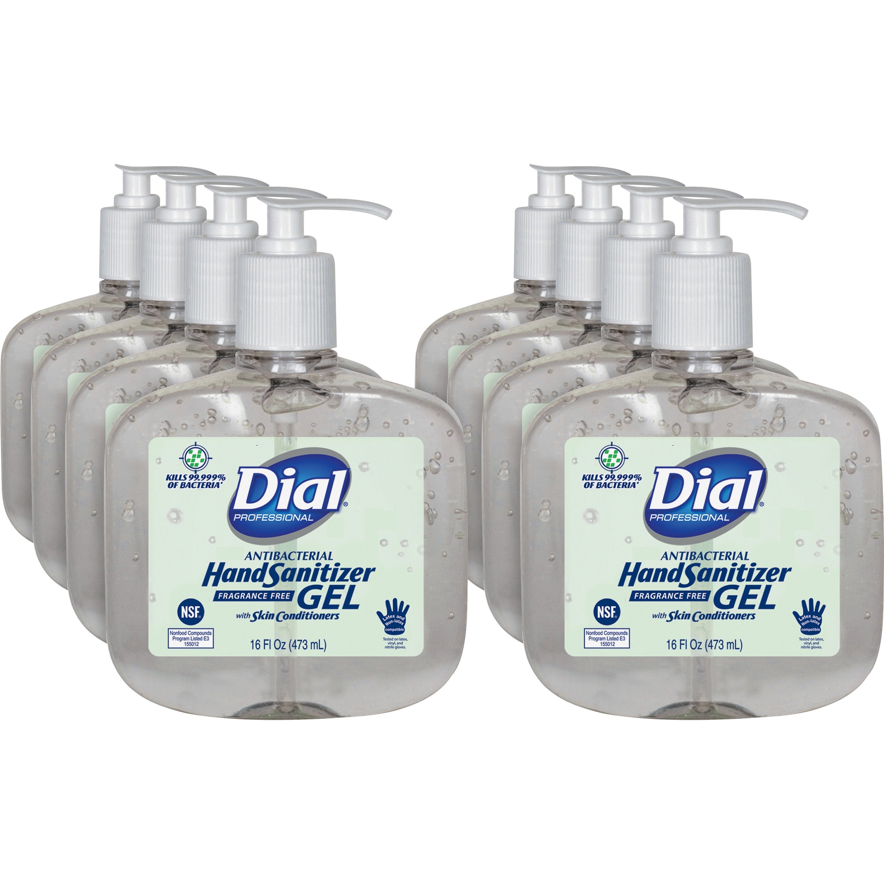 dial-professional-hand-sanitizer-16-fl-oz-4732-ml-pump-bottle-dispenser-kill-germs-bacteria-remover-hand-moisturizing-clear-fragrance-free-dye-free-8-carton_dia00213 - 1