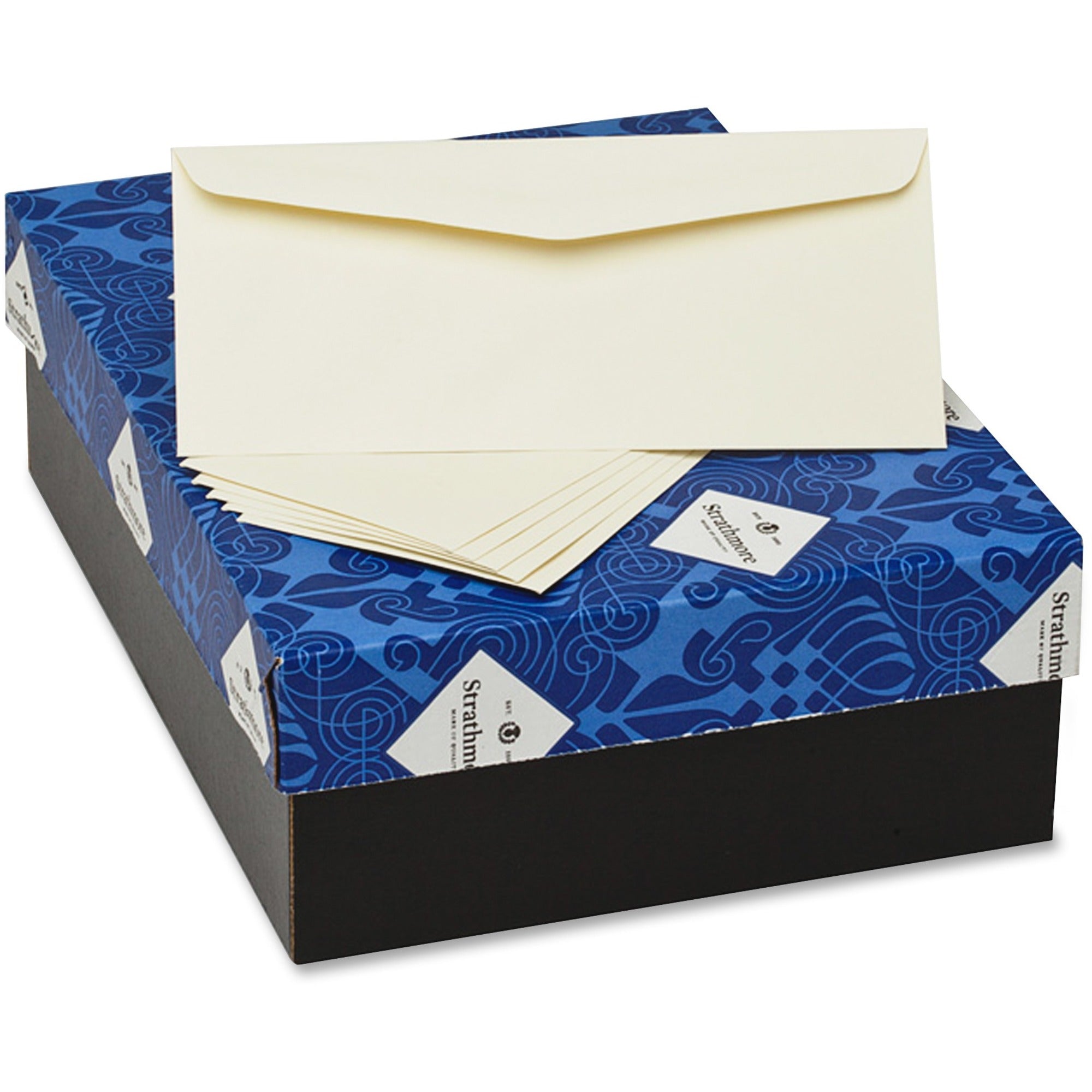 Strathmore Mohawk No. 10 Business Envelopes - Business - #10 - 9 1/2" Width x 4 1/8" Length - 24 lb - Flap - Paper, Cotton - 500 / Box - Ivory -