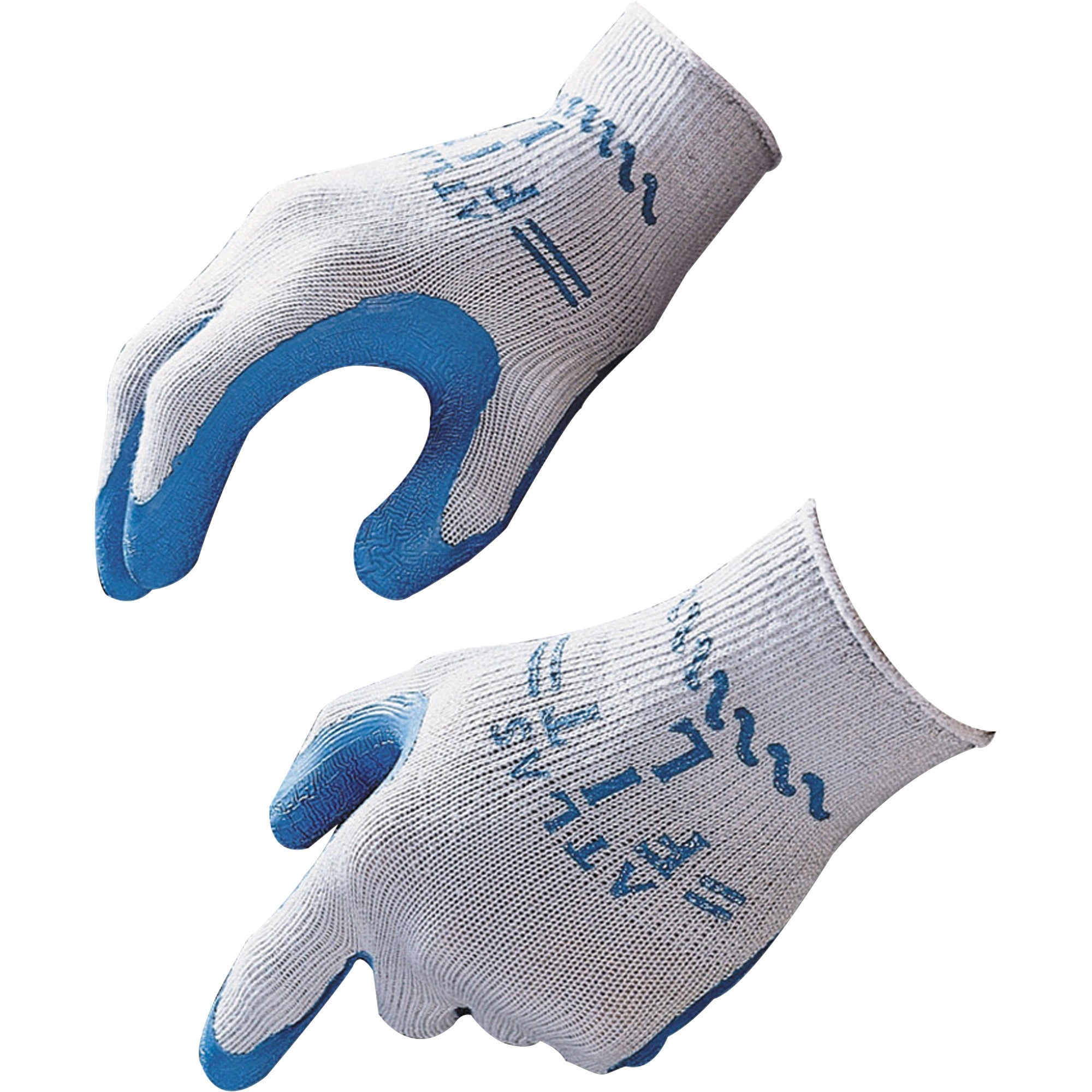 Showa Atlas Fit General Purpose Gloves - Large Size - Blue, Gray - Lightweight, Elastic Wrist - 24 / Box -