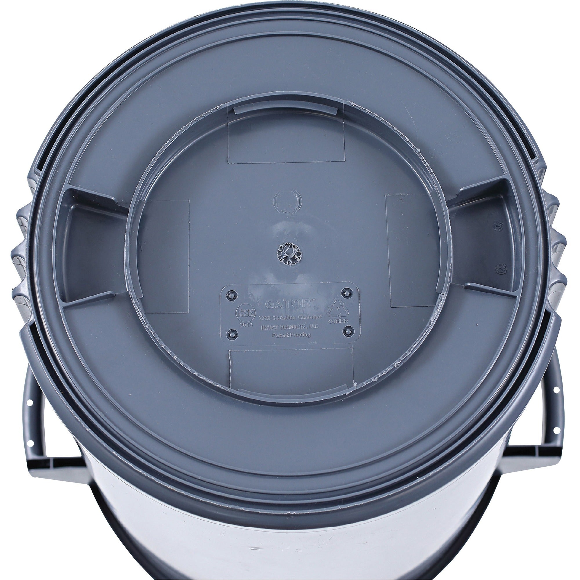 genuine-joe-heavy-duty-trash-container-32-gal-capacity-side-handle-venting-channel-plastic-gray-6-carton_gjo60463ct - 2