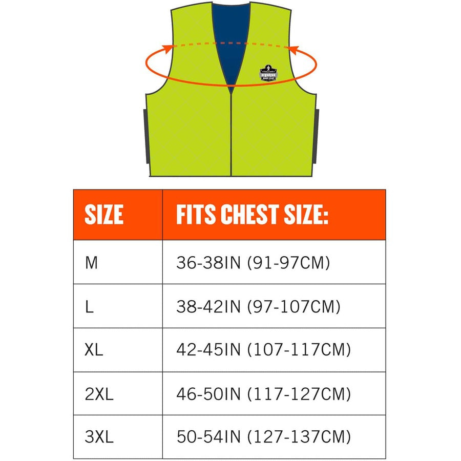 ergodyne-chill-its-evaporative-cooling-vest-large-size-polymer-nylon-lime-comfortable-high-visibility-ventilation-stretchable-water-repellent-lightweight-durable-washable-zipper-closure-1-each_ego12534 - 2