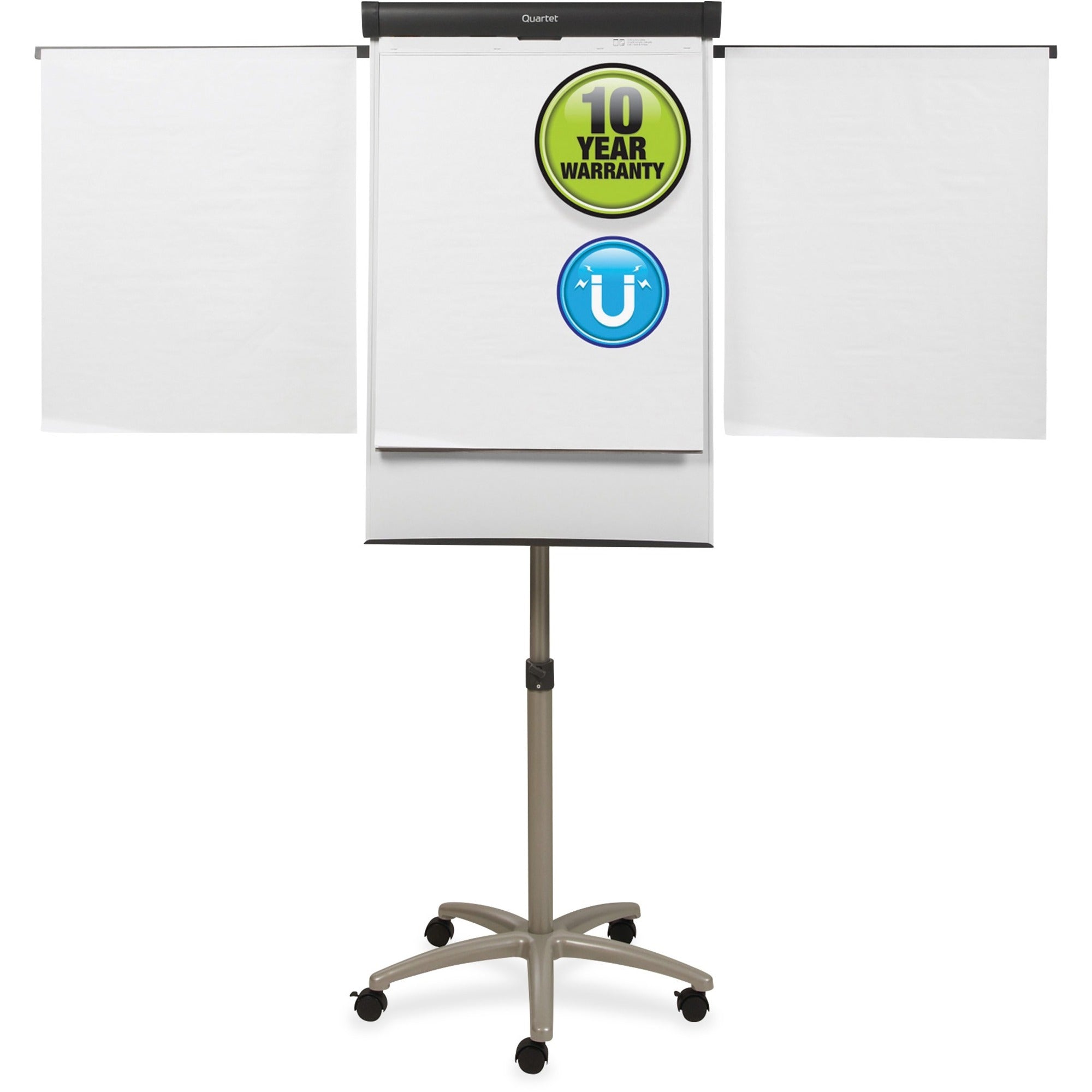 Quartet Compass Nano-Clean Magnetic Mobile Presentation Easel - 36" (3 ft) Width x 24" (2 ft) Height - White Painted Steel Surface - Graphite Aluminum Frame - Horizontal - Magnetic - 1 Each -