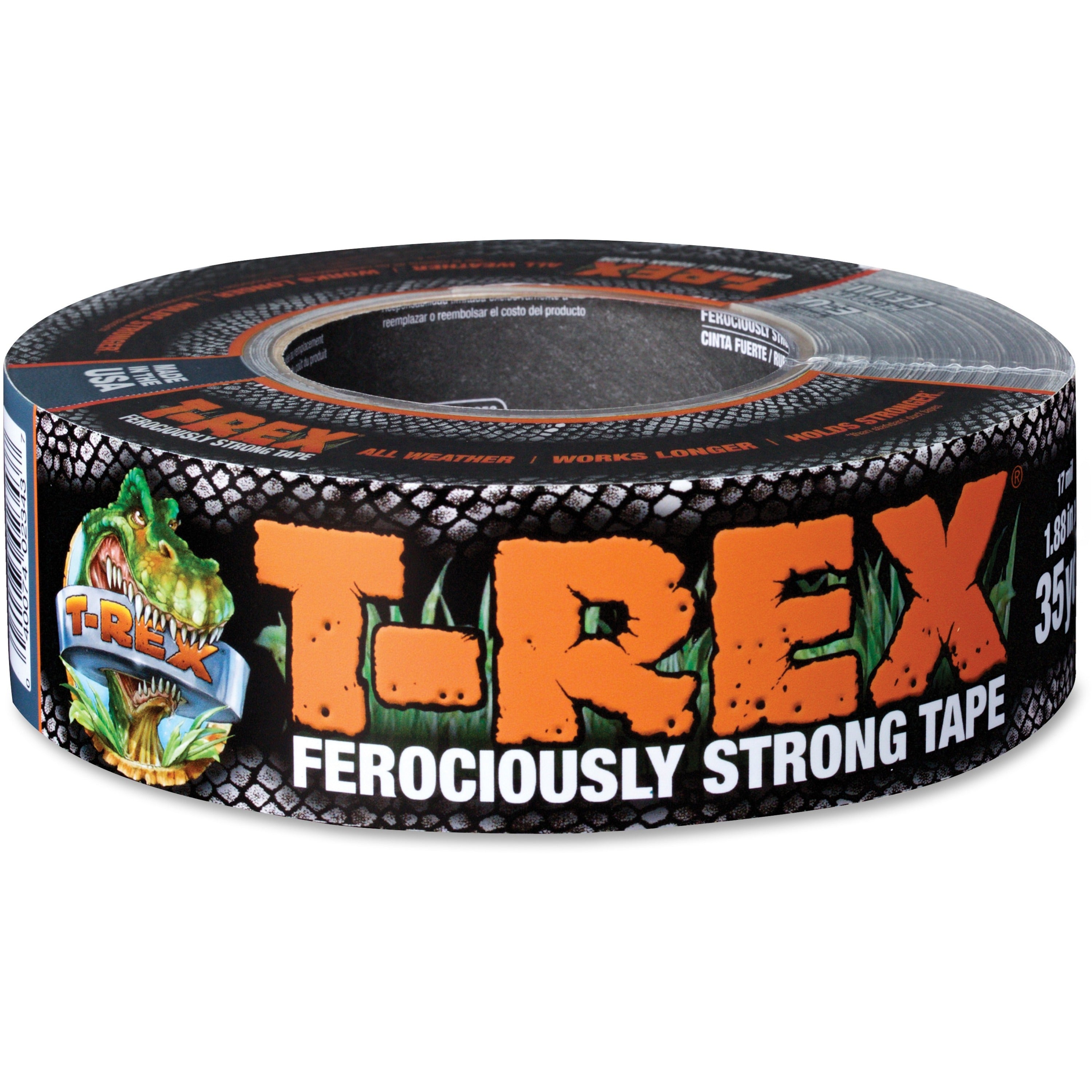 T-REX Duck Brand T-Rex Tape - 35 yd Length x 1.88" Width - 17 mil Thickness - UV Resistant, Weather Resistant, Temperature Resistant - For Bundling, Repairing - 1 / Roll - Silver -