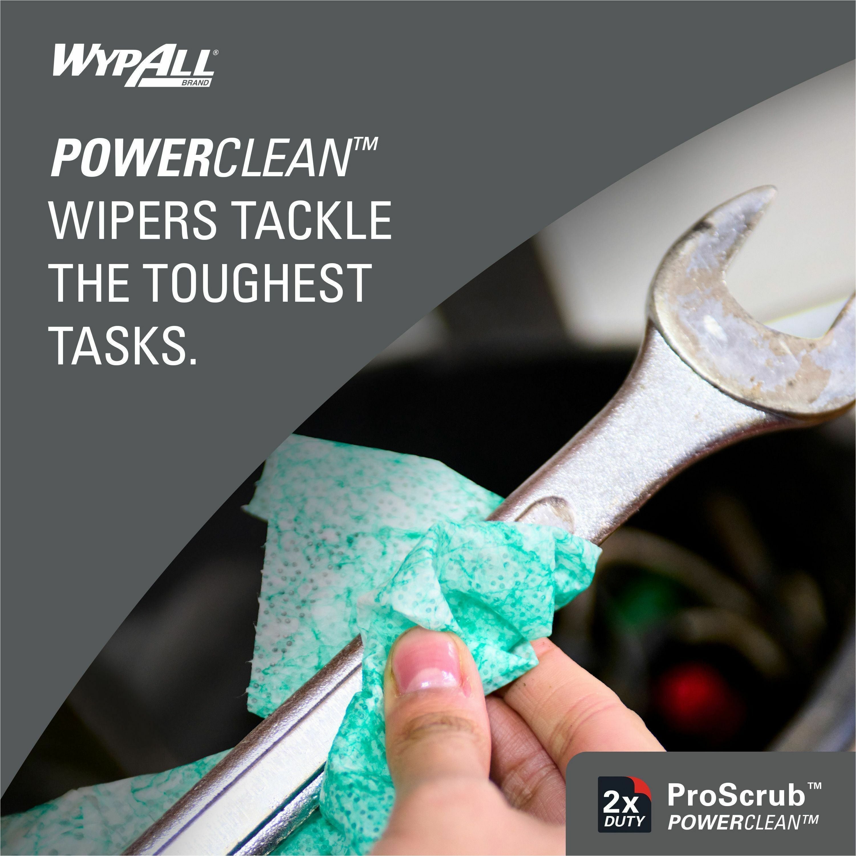 Wypall PowerClean ProScrub Heavy Duty Wet Towels - Citrus - 9.50" x 12" - Green - Pre-moistened, Alcohol-free - For Multipurpose - 50 Per Canister - 8 / Carton -