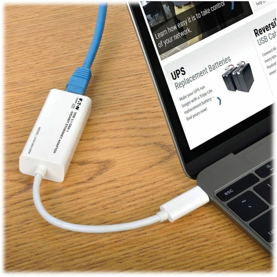 Tripp Lite by Eaton USB-C to Gigabit Network Adapter Thunderbolt 3 Compatibility - White - USB 3.1 - 1 Port(s) - 1 - Twisted Pair - 2