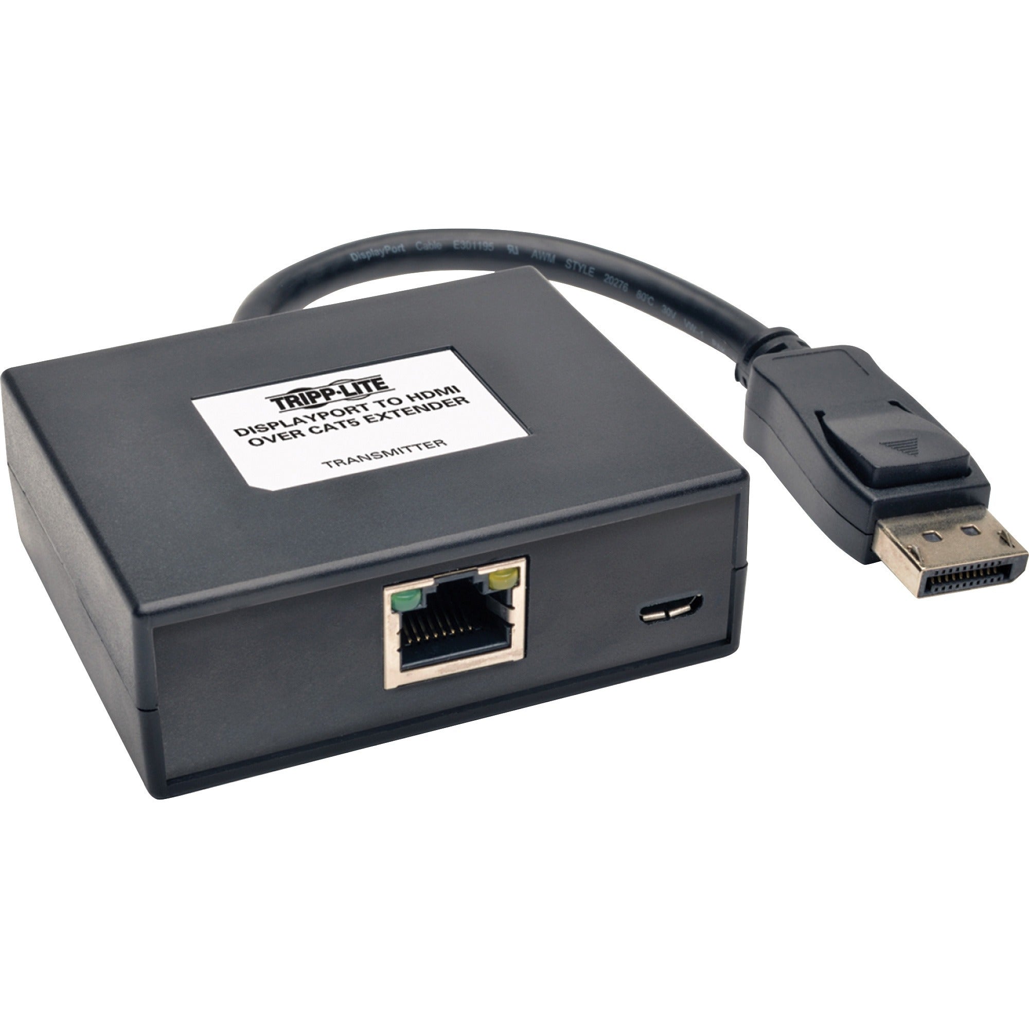 Tripp Lite by Eaton DisplayPort to HDMI over Cat5/6 Active Extender Kit Pigtail Transmitter/Receiver for Video/Audio 150 ft. (45 m) TAA - 1 Input Device - 1 Output Device - 150 ft Range - 2 x Network (RJ-45) - 2 x USB - 1 x HDMI Out - DisplayPort - F - 3