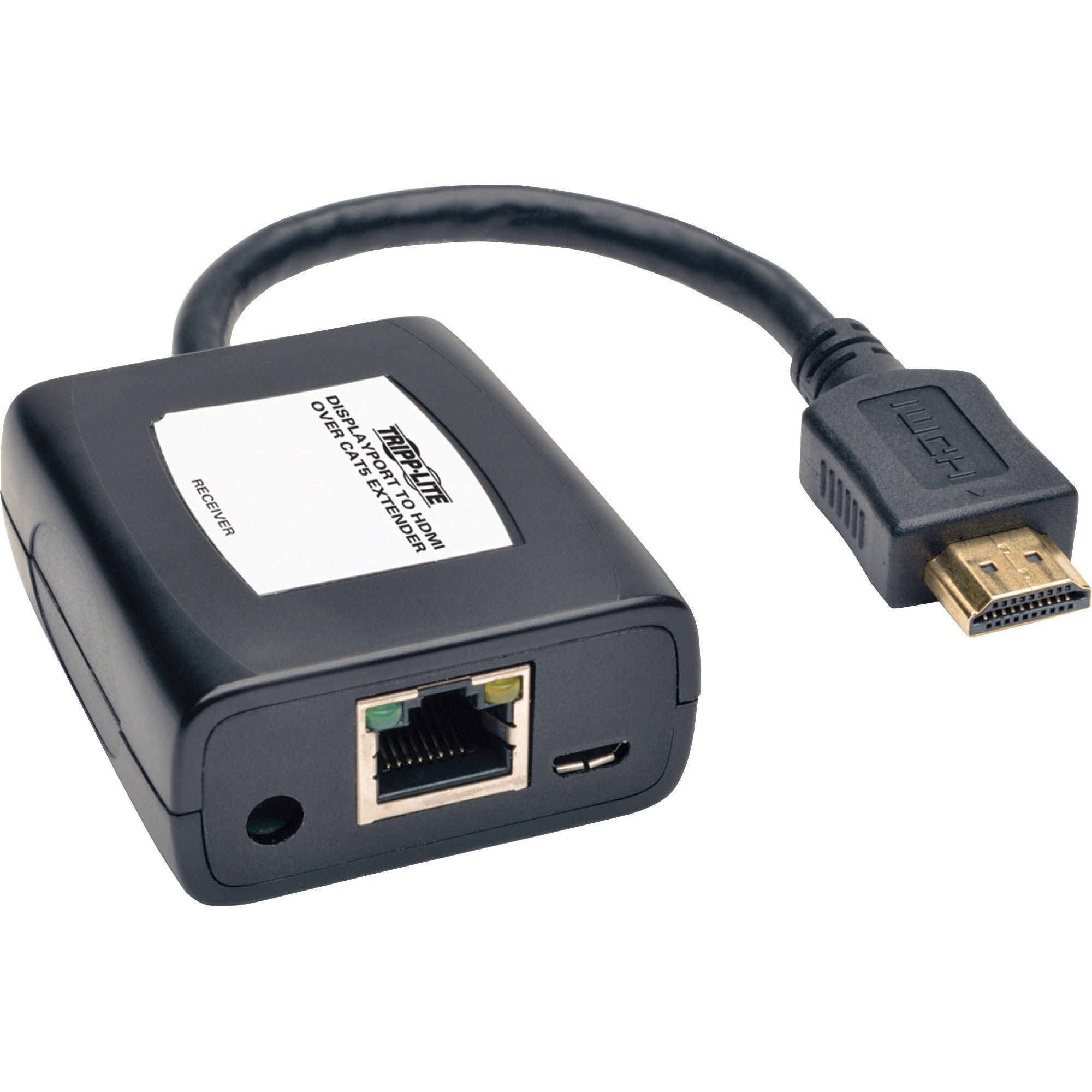 Tripp Lite by Eaton DisplayPort to HDMI over Cat5/6 Active Extender Kit Pigtail Transmitter/Receiver for Video/Audio 150 ft. (45 m) TAA - 1 Input Device - 1 Output Device - 150 ft Range - 2 x Network (RJ-45) - 2 x USB - 1 x HDMI Out - DisplayPort - F - 2